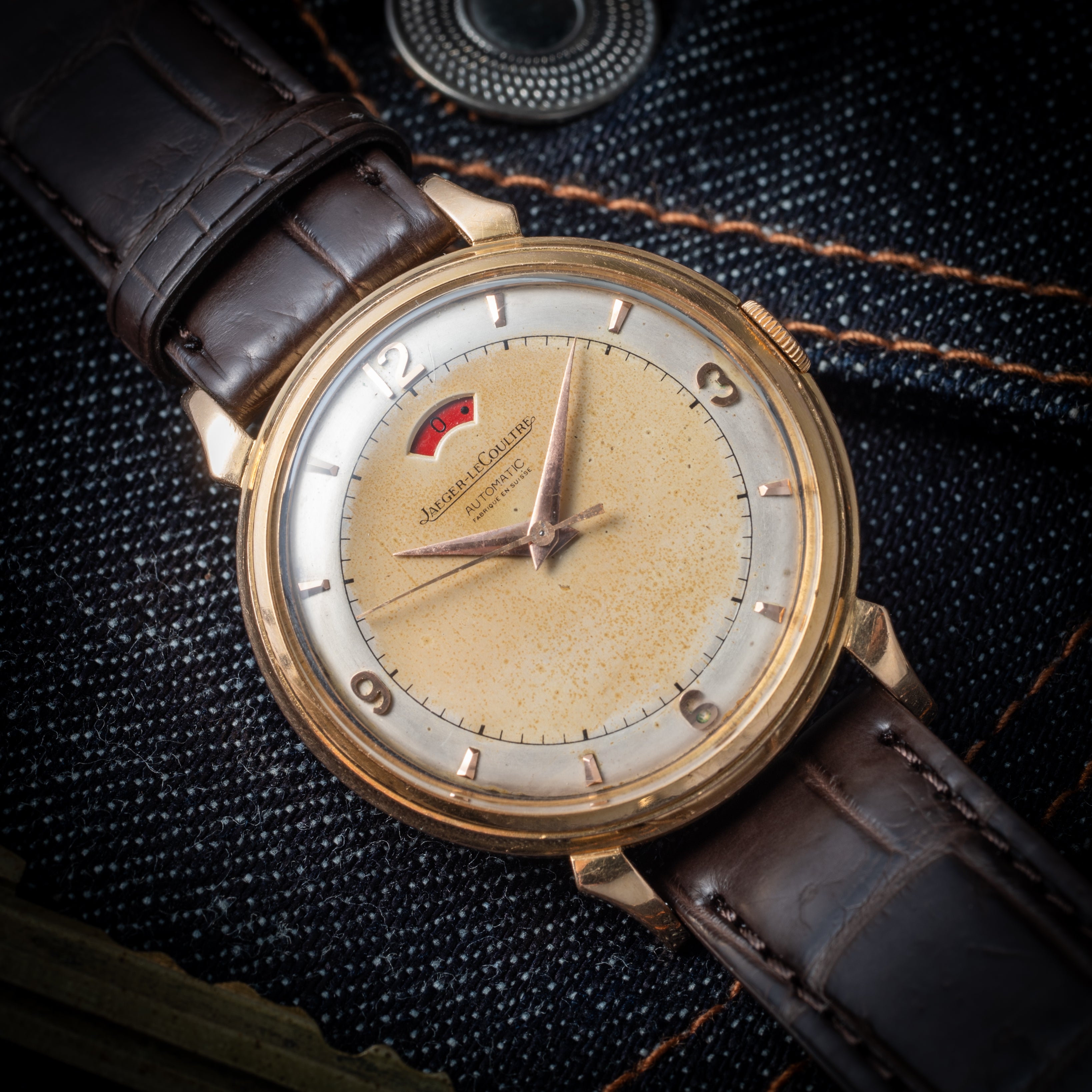 ジャガー・ルクルト 1950年代製 18金無垢フレンチケース インジケーター バンパーオートマチック