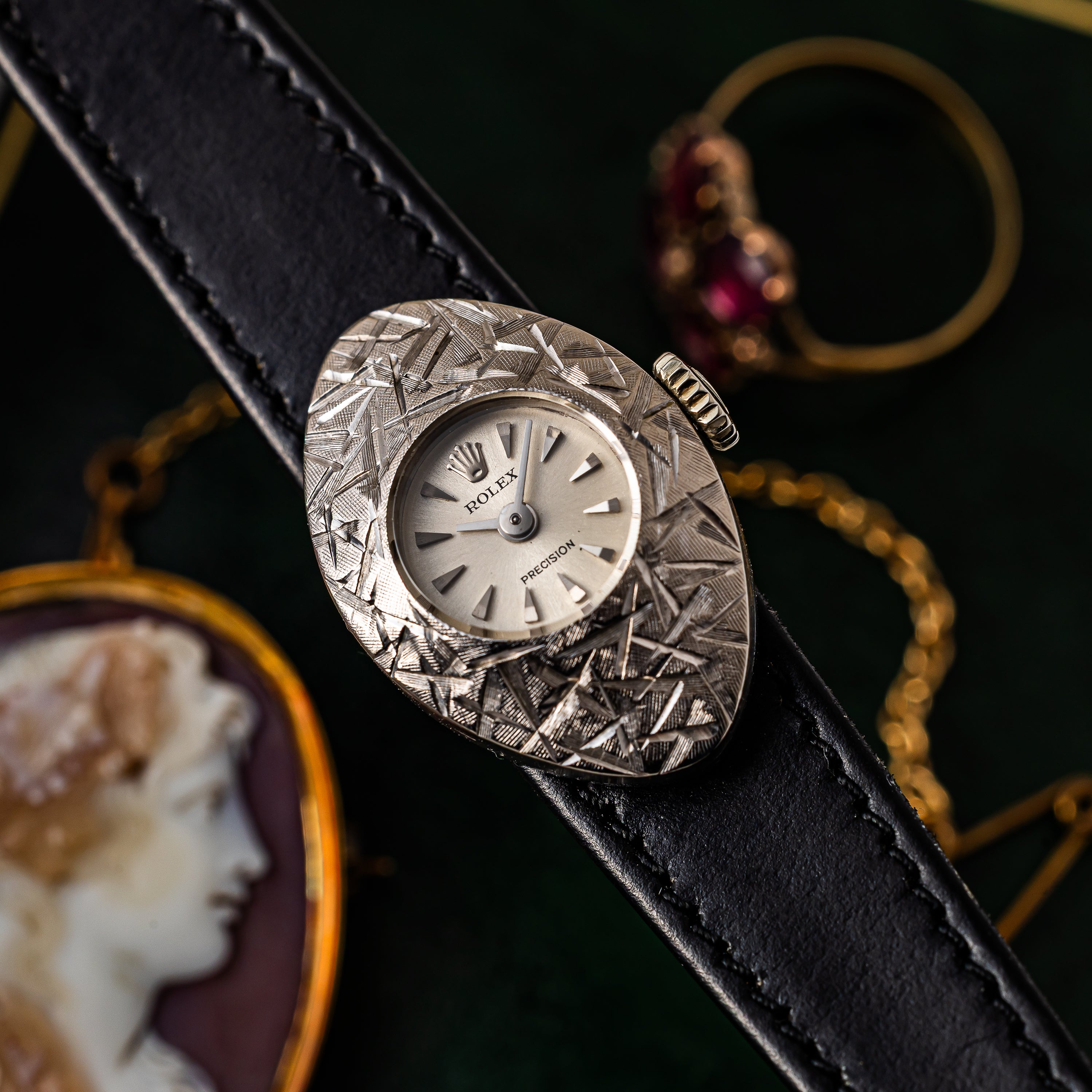 ロレックス 18金無垢ホワイトゴールド カメレオン レディース 手巻き 1960年代 Ref.2020　箱・革ベルト付き