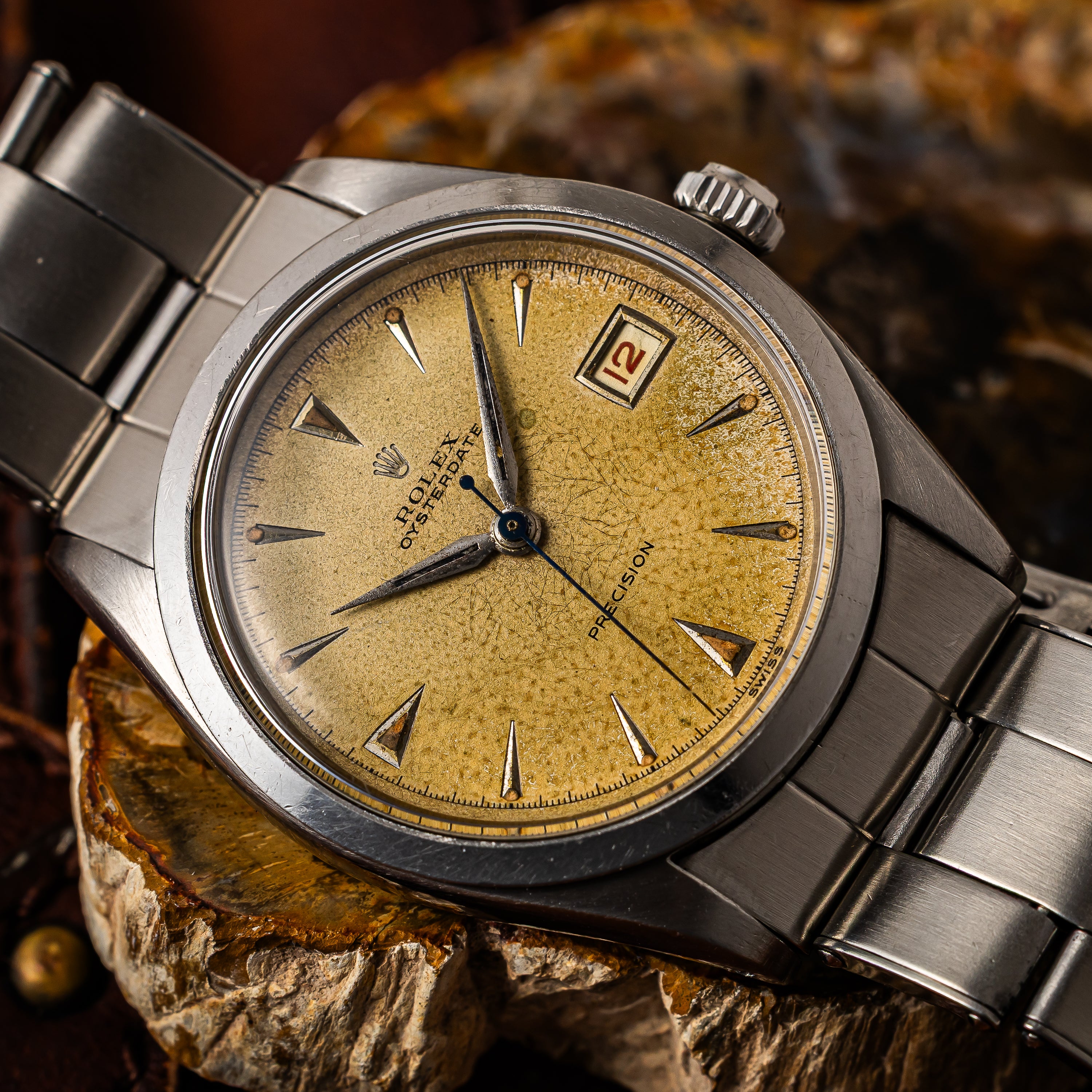 ロレックス オイスターデイト 1953年製 赤赤カレンダー Ref.6294 リベットブレス