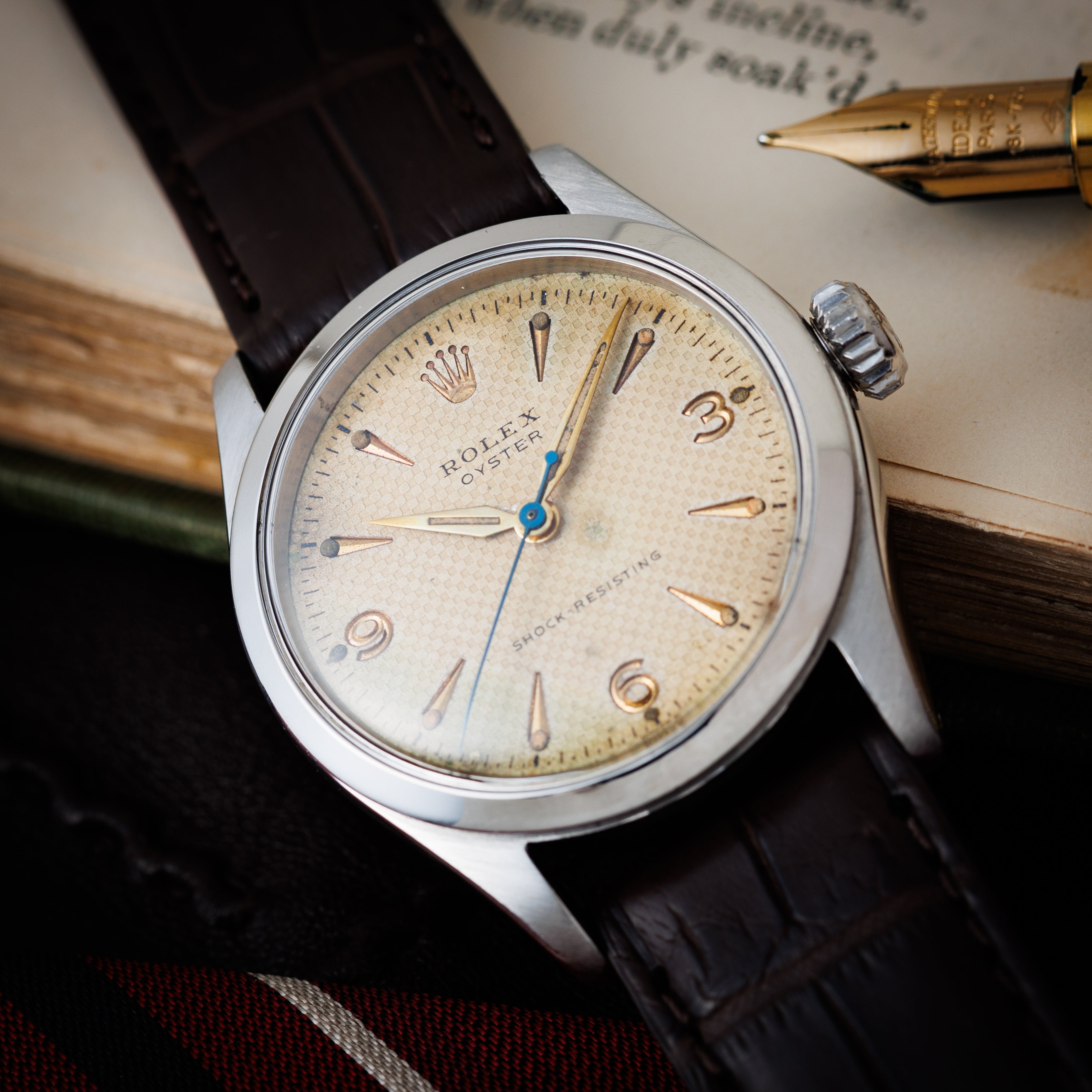 ロレックス オイスター 1954年製 Ref.6223 手巻き オリジナル彫文字盤 アルファハンド