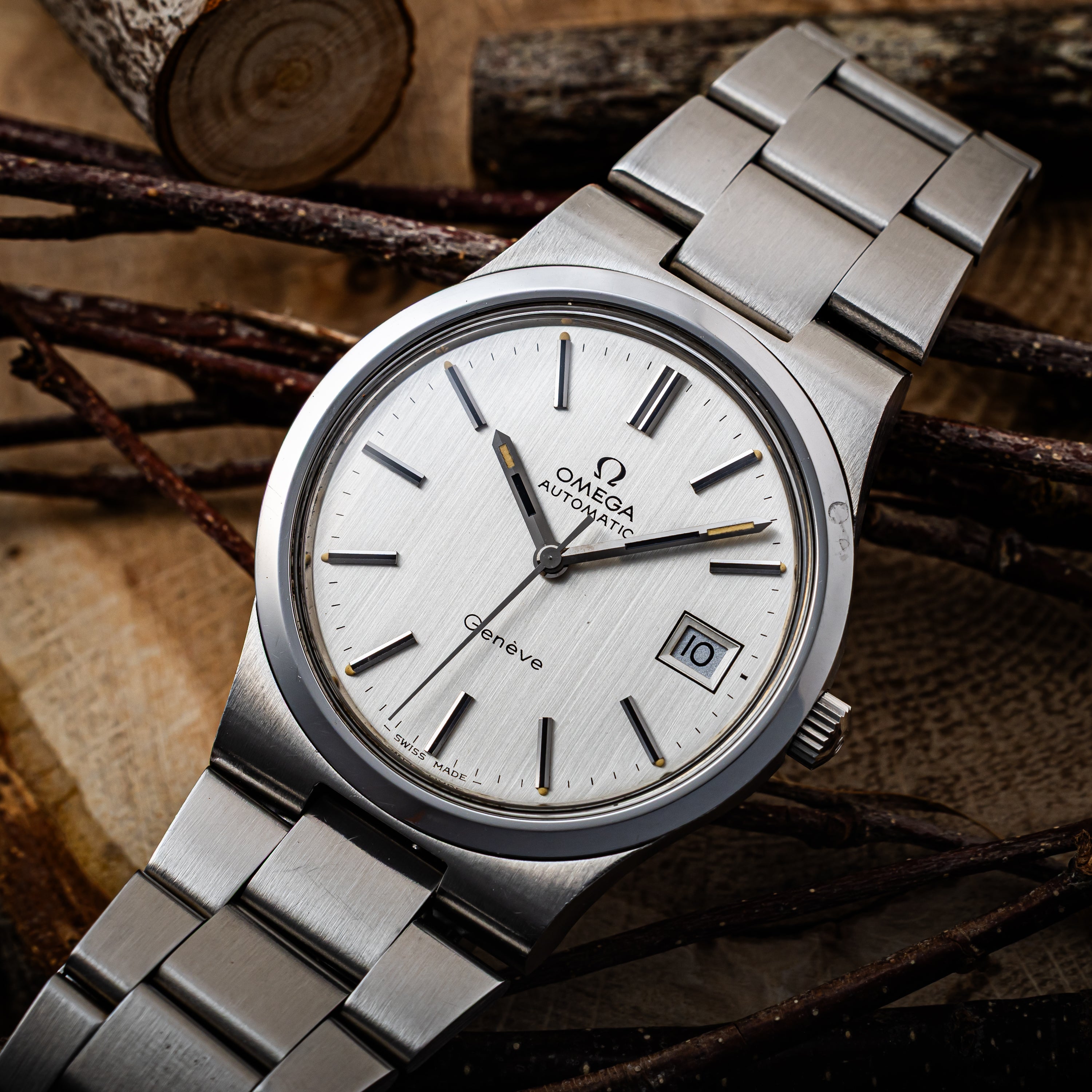 オメガ ジュネーブ 36㎜ビッグケース 1973年製 Ref.166.0173 純正3連ブレス