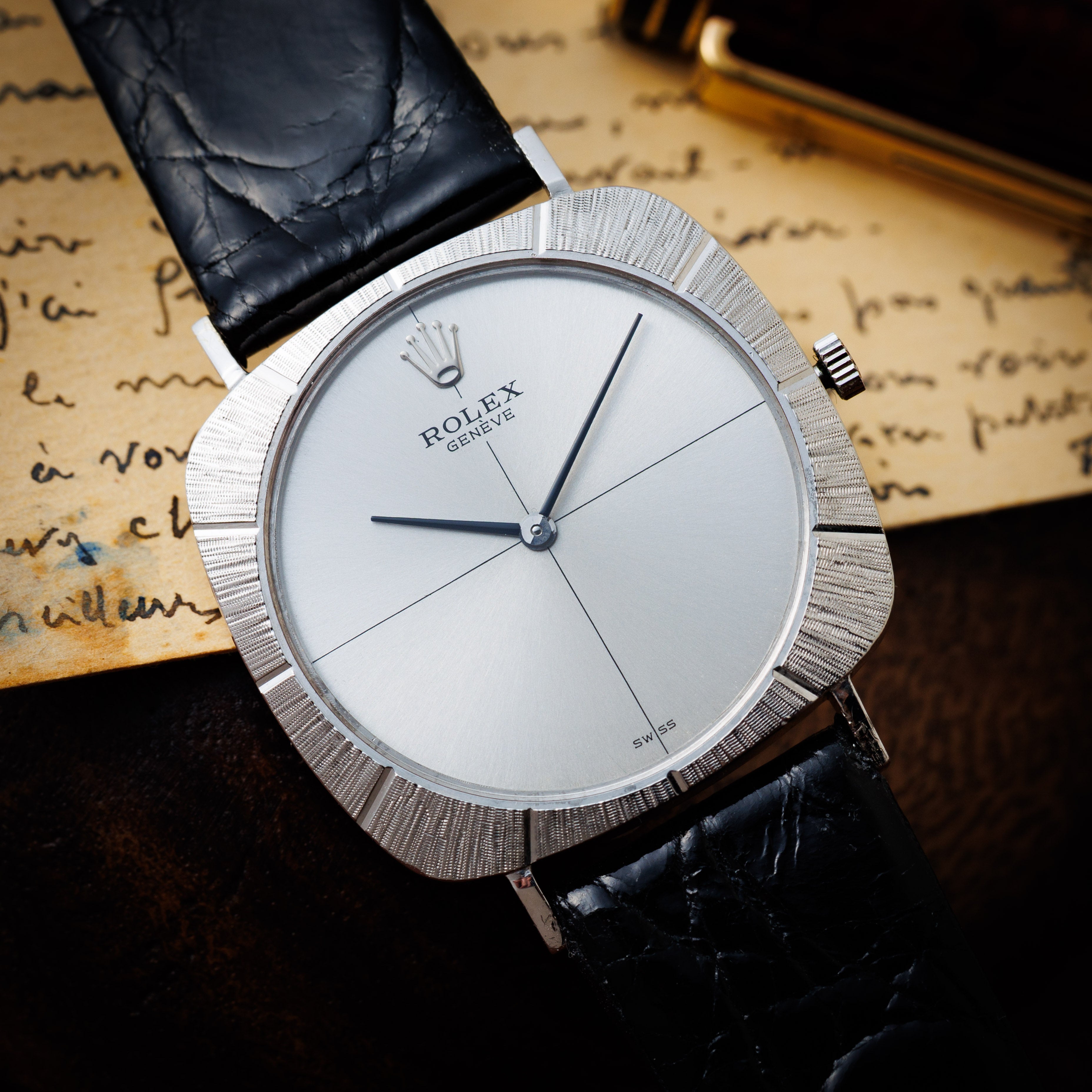 ロレックス 18金無垢ホワイトゴールド チェリーニ 1968年製 Ref.3748 手巻き