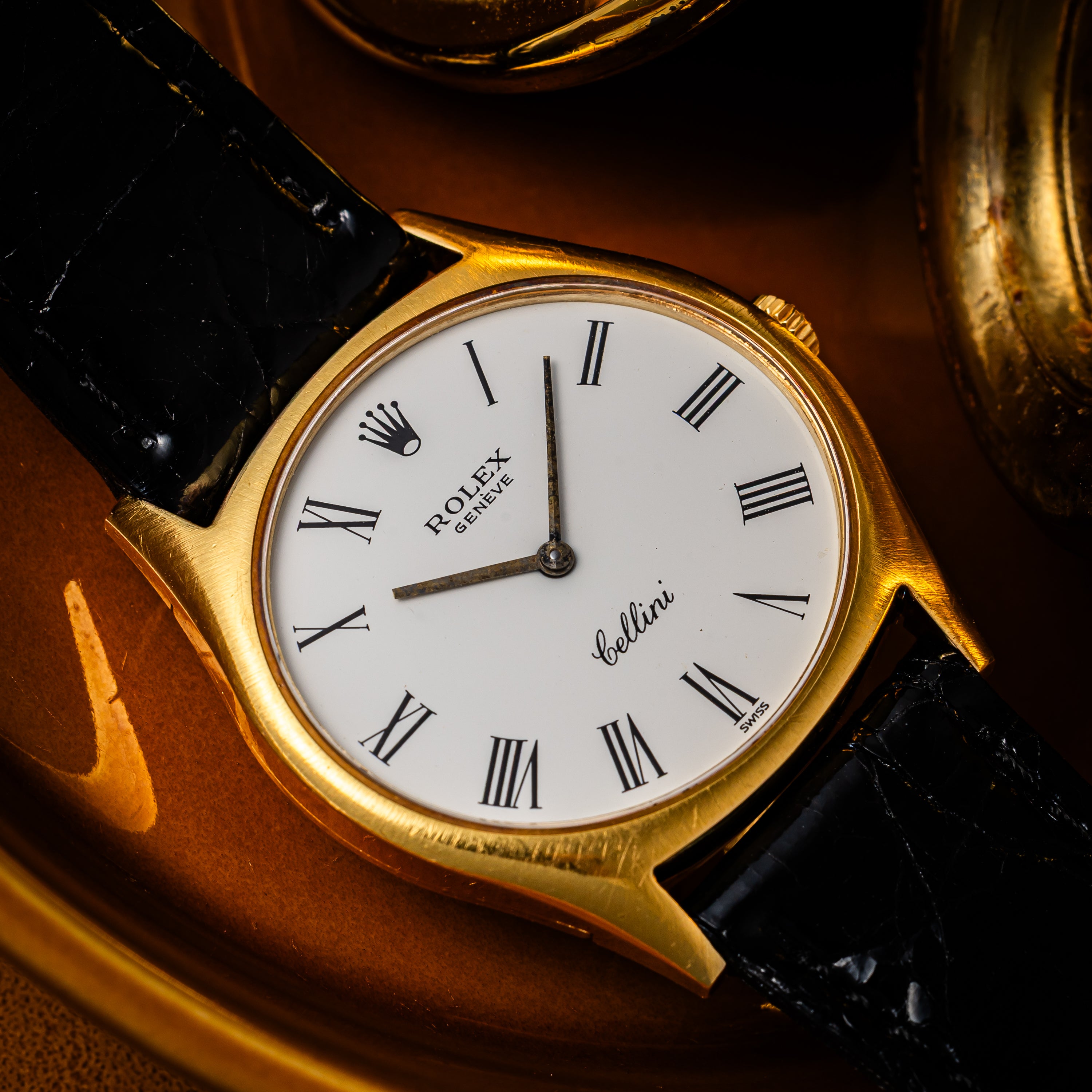 ロレックス チェリーニ 1972年製 Ref.3806 18金無垢 ホワイトローマンダイヤル 純正GF尾錠付き