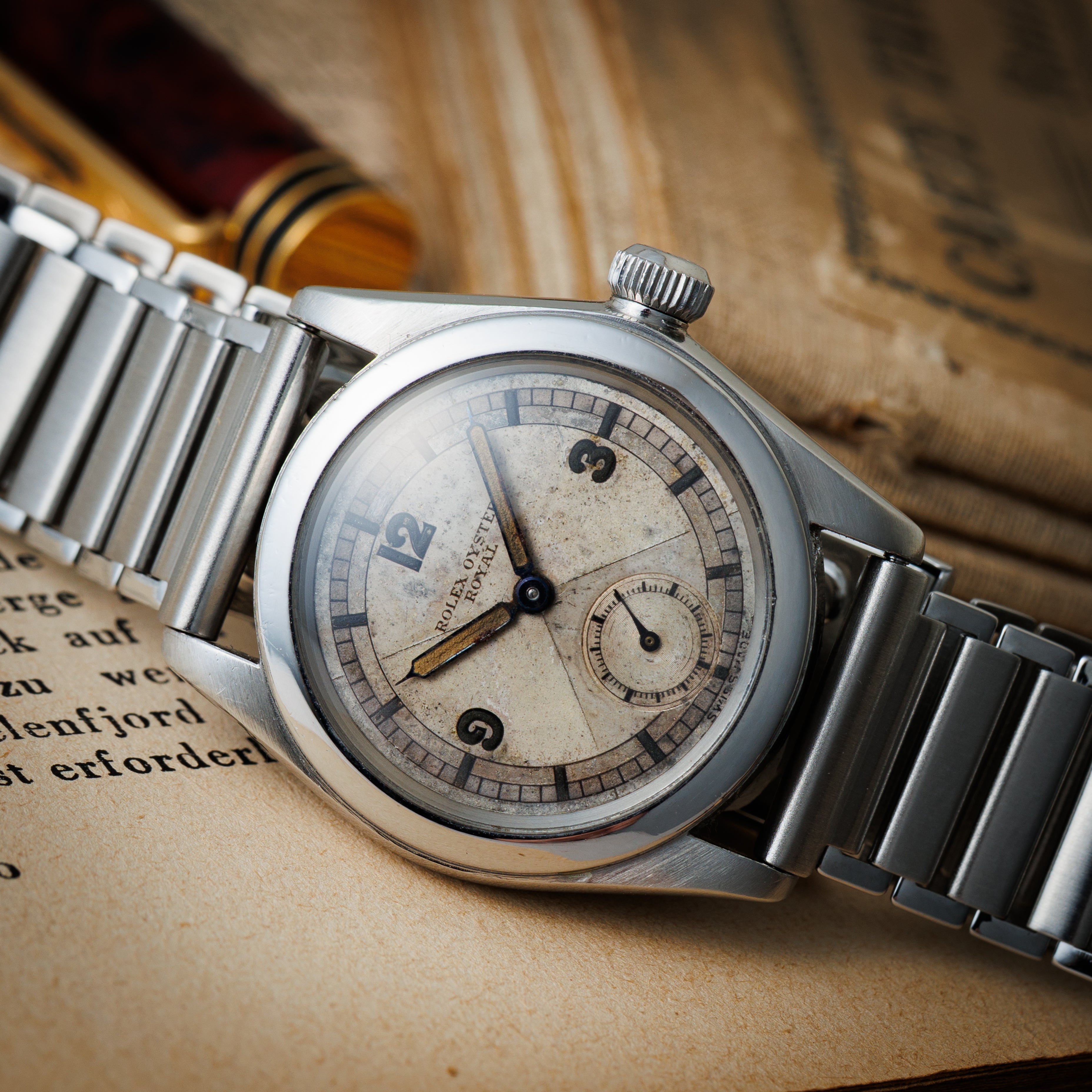 ロレックス オイスター ロイヤル クリスクロスダイヤル 1942年製 Ref.2280 社外バンブーブレス