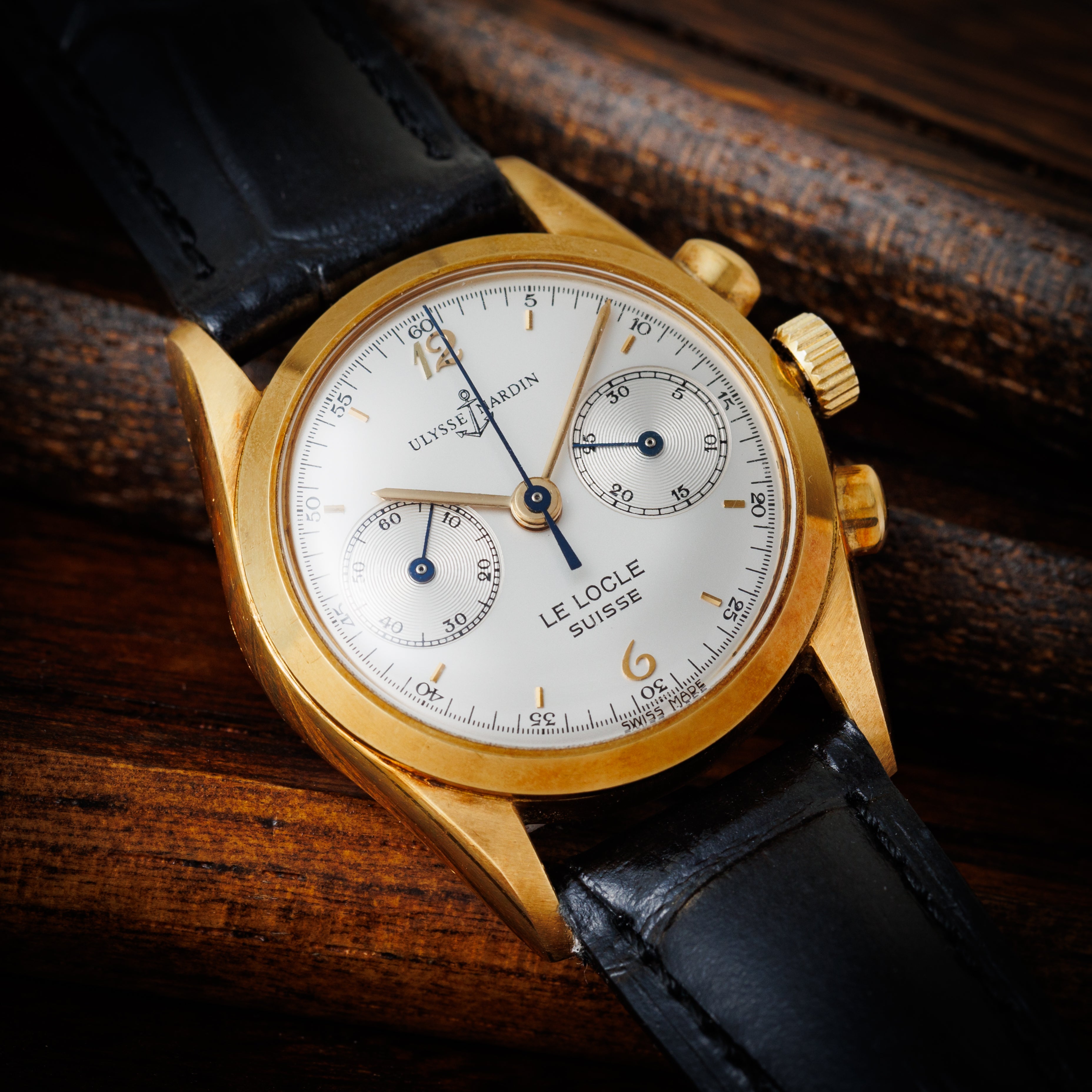 ユリスナルダン 18金無垢ベビークロノ 1950年代製 バルジュー69 純正金張尾錠