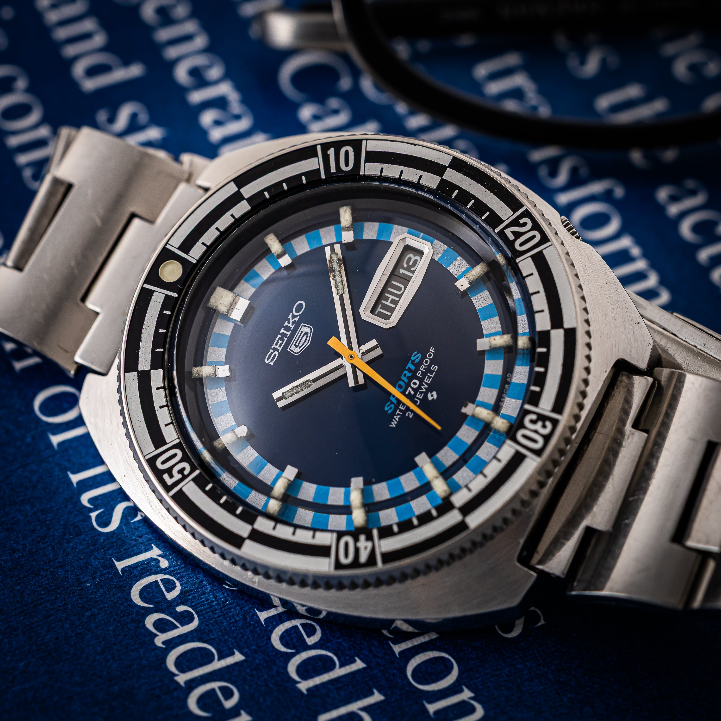 セイコー5スポーツ 1969年製 Ref.6119-8300 回転ベゼル デイデイト自動巻き 純正ブレス