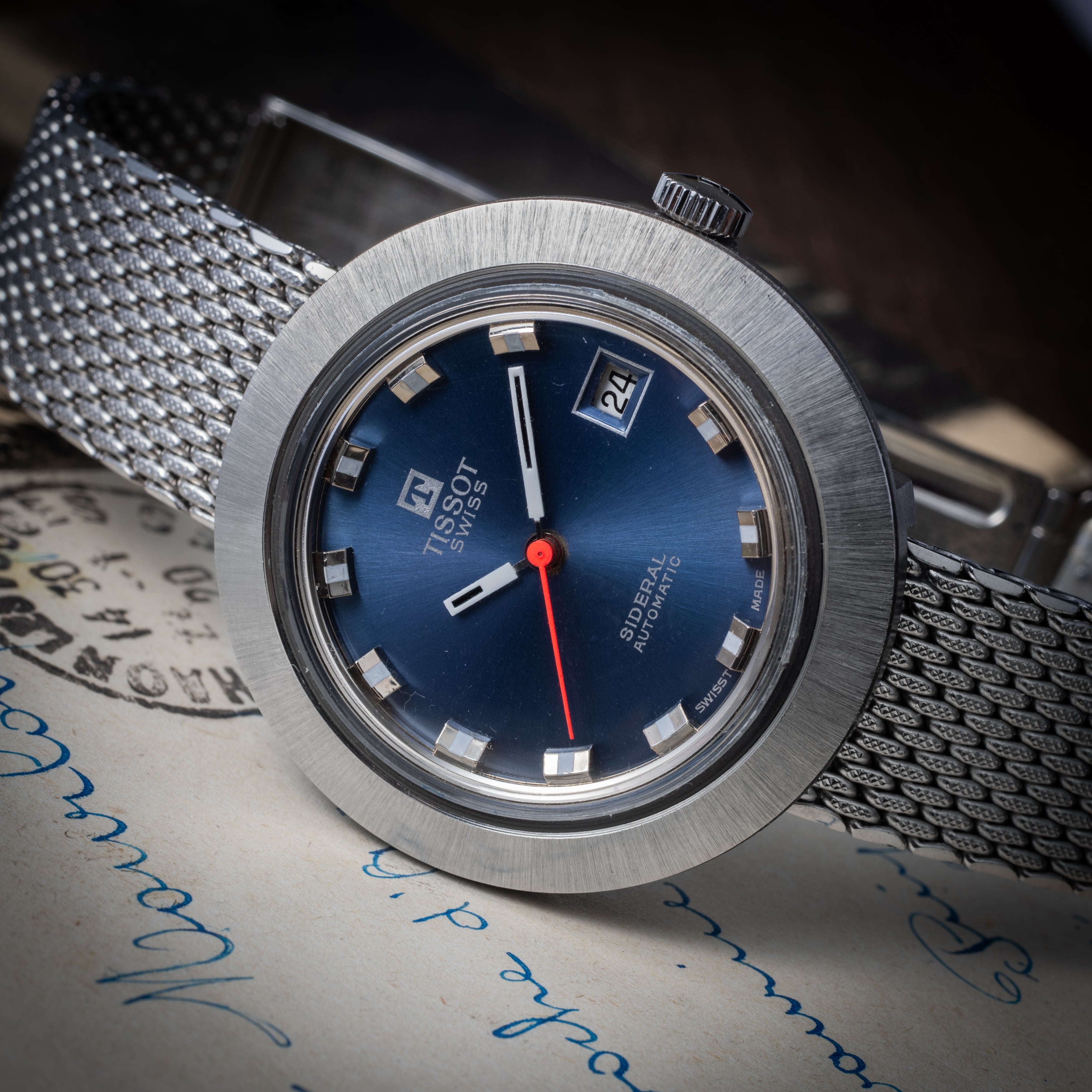 ティソ シデラル 自動巻 ファイバーグラスケース ブルーダイヤル 未使用品 純正ブレス