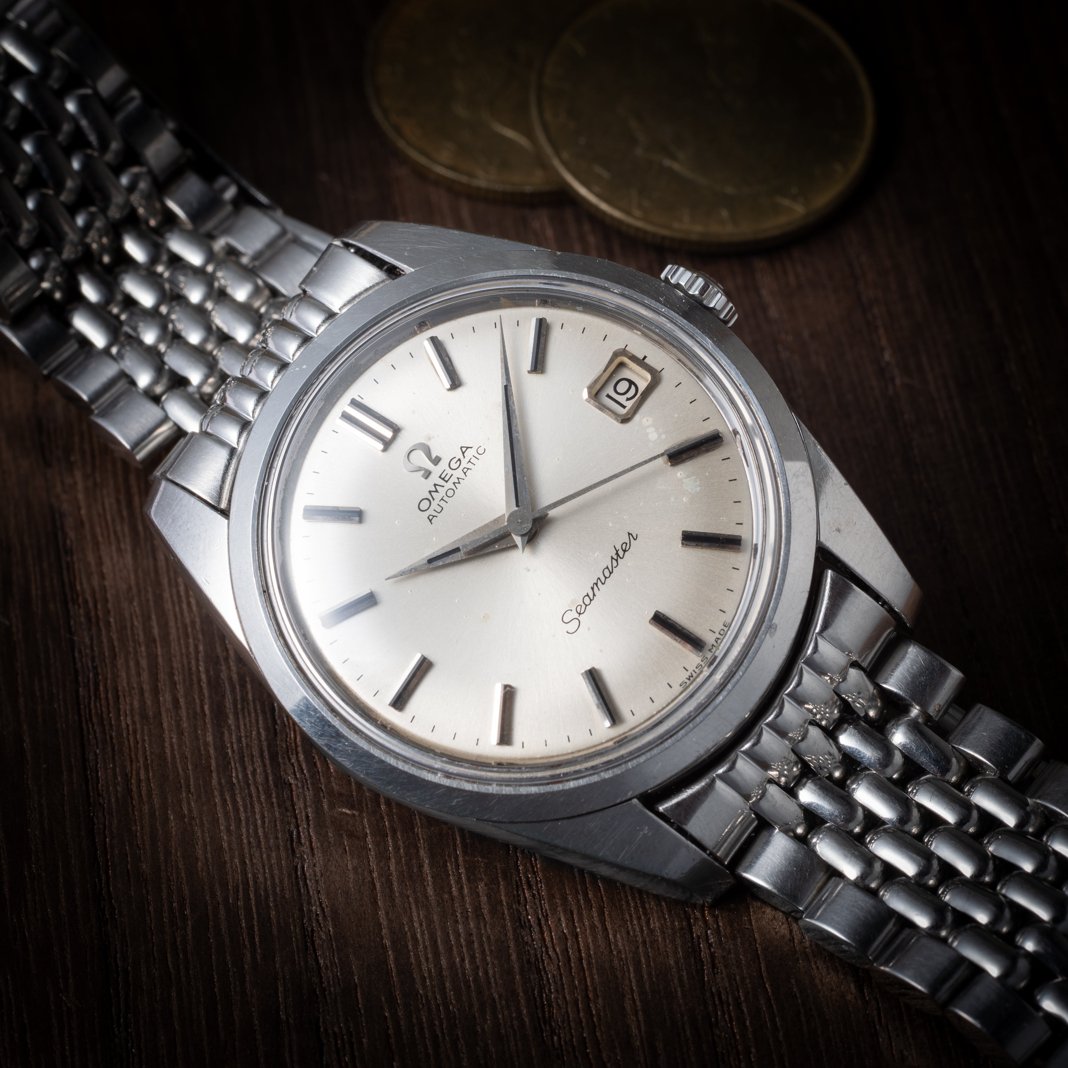 オメガ シーマスター 1965年製 Ref.166.010 シルバーダイヤル 純正ライスブレス