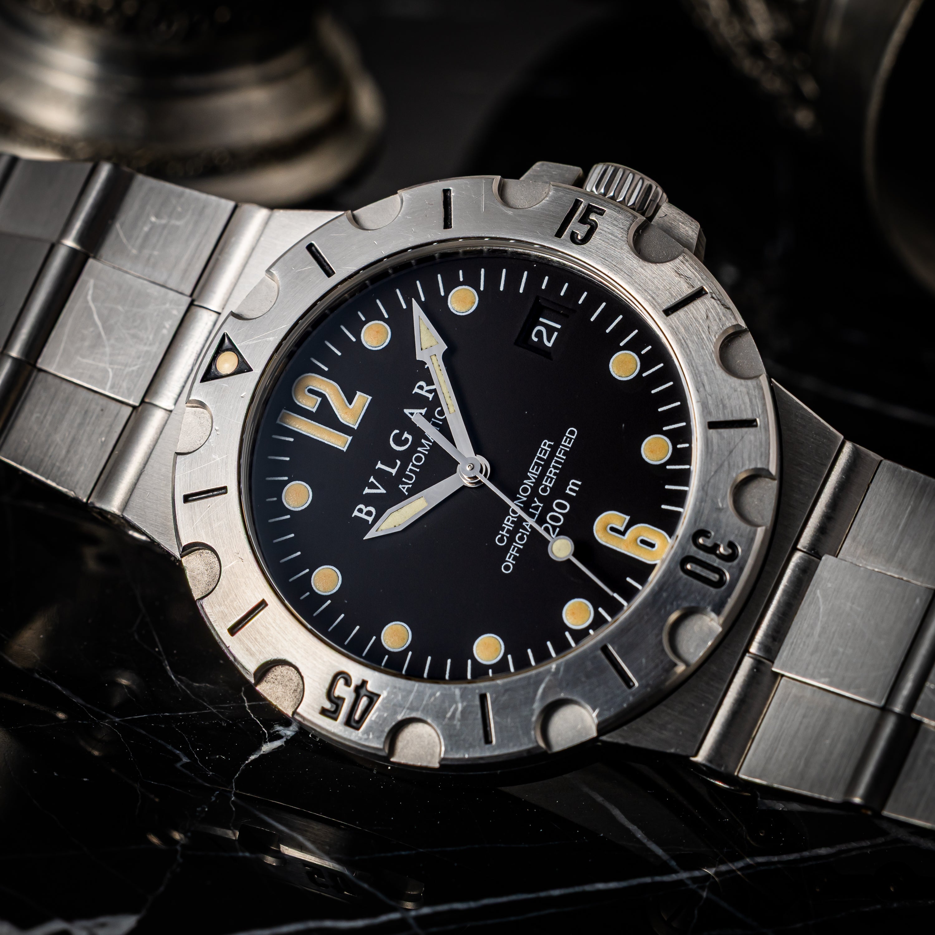 ブルガリ 1996年販売ギャラ付 スクーバ ダイバーモデル 箱、1990年代製