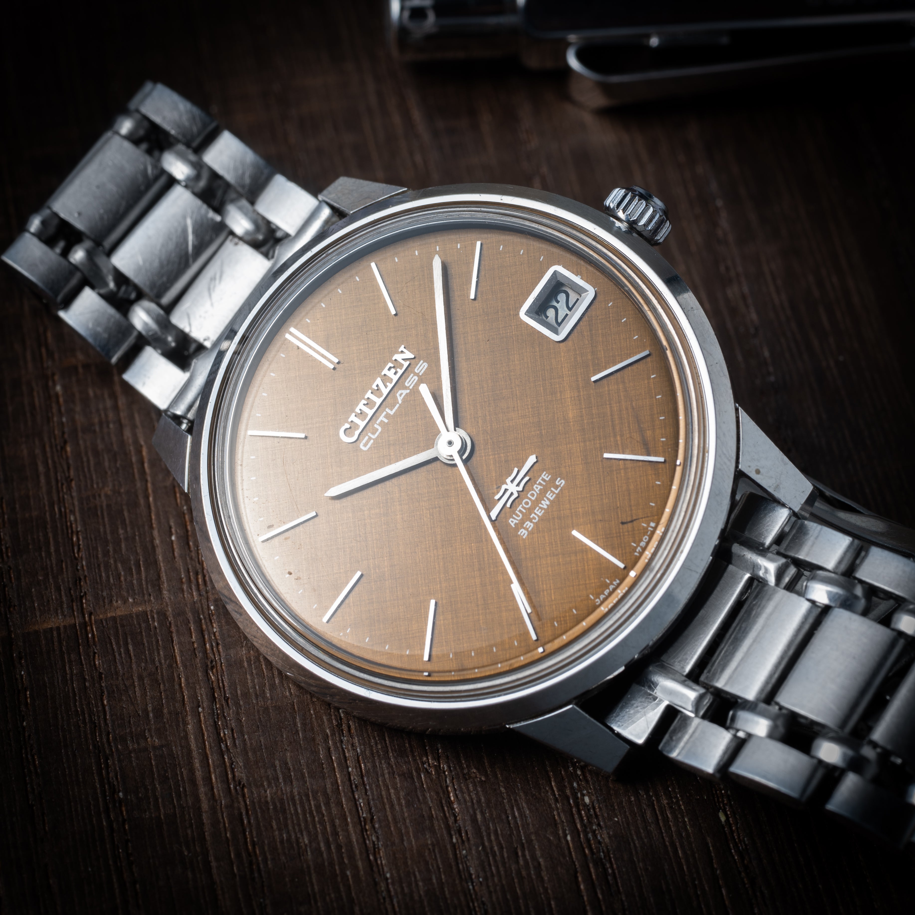 シチズン カトラス 1968年製 Ref.3001-Y ブラウンゴールドダイヤル 33石薄型自動巻