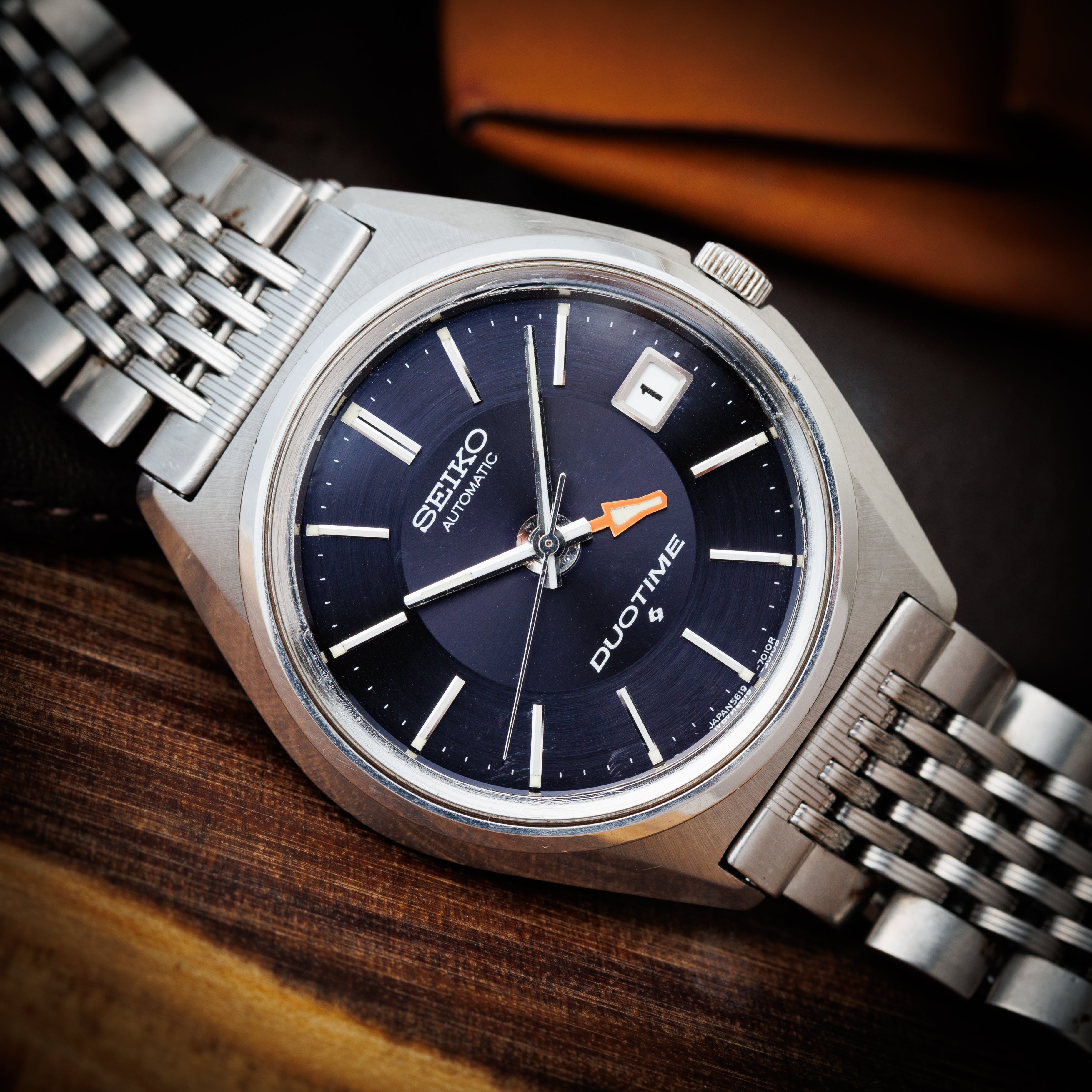 セイコー デュオタイム 1972年製 ダークブルーダイヤル Ref.5619-7000 純正ブレス 自動巻