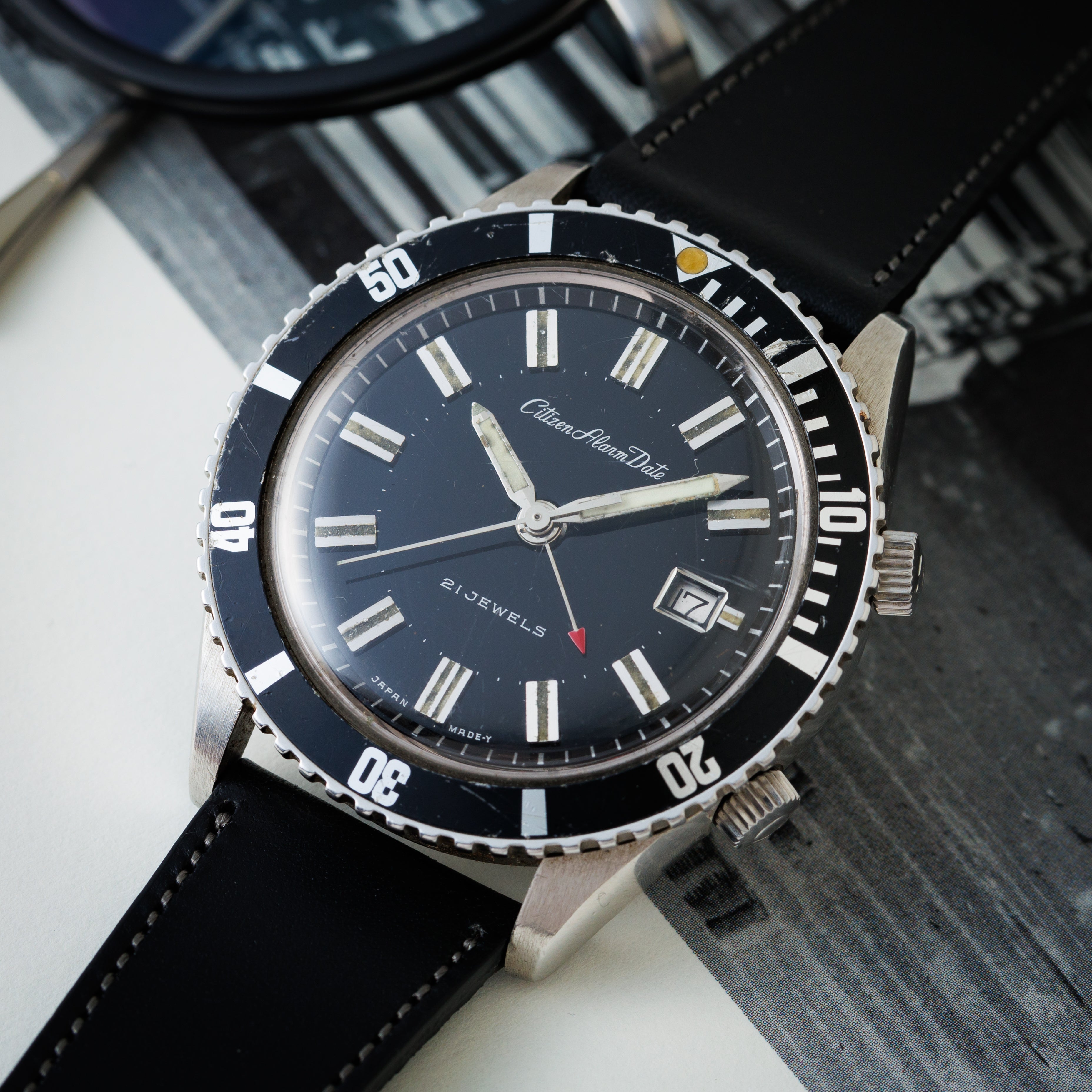シチズン アラームデイト 1968年製 ダイバー 手巻き ブラックダイヤル