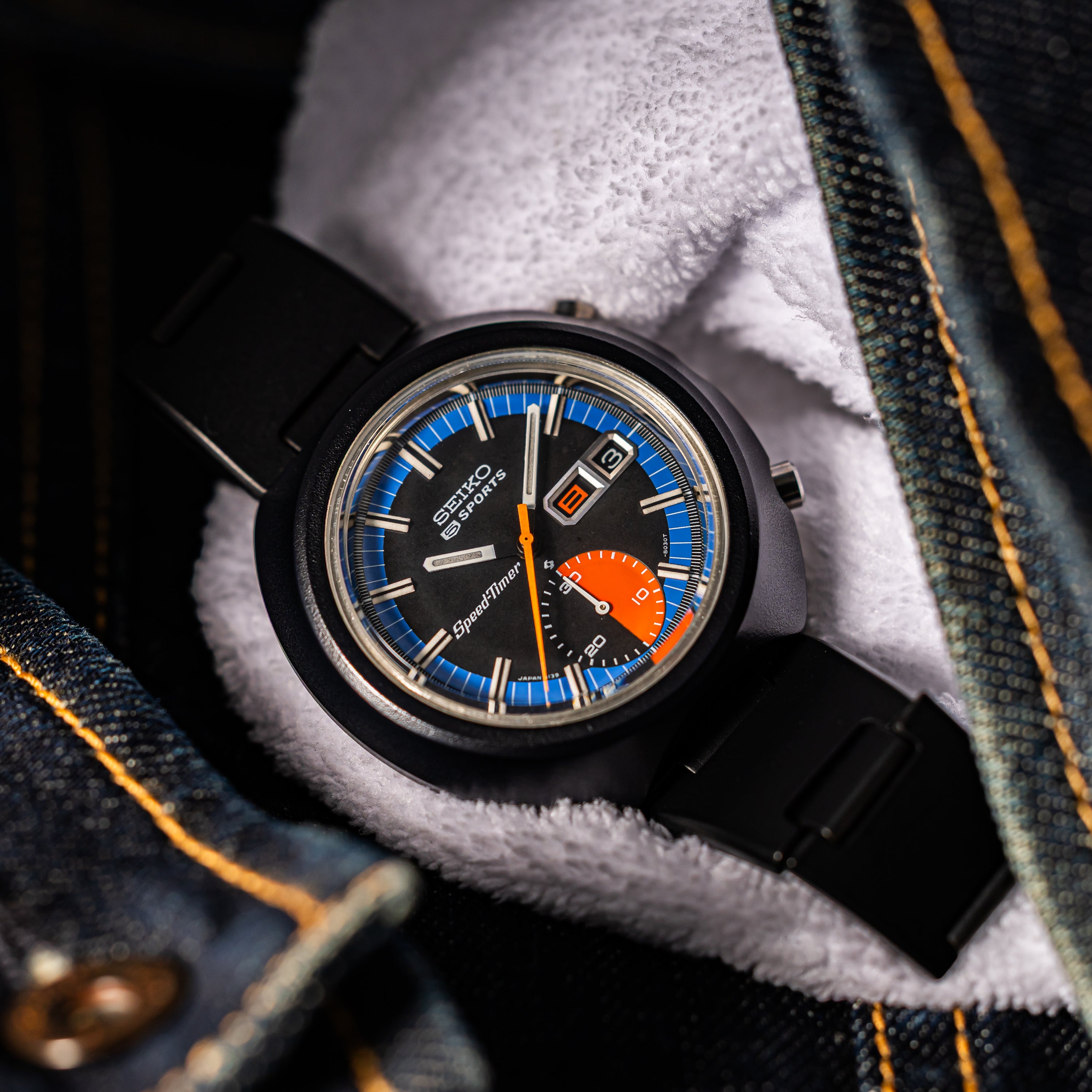 セイコー 5スポーツ スピードタイマー 1972年製 NSBケース 自動巻クロノグラフ Ref.6139-8010 純正ブレス 箱、ギャラ付美品