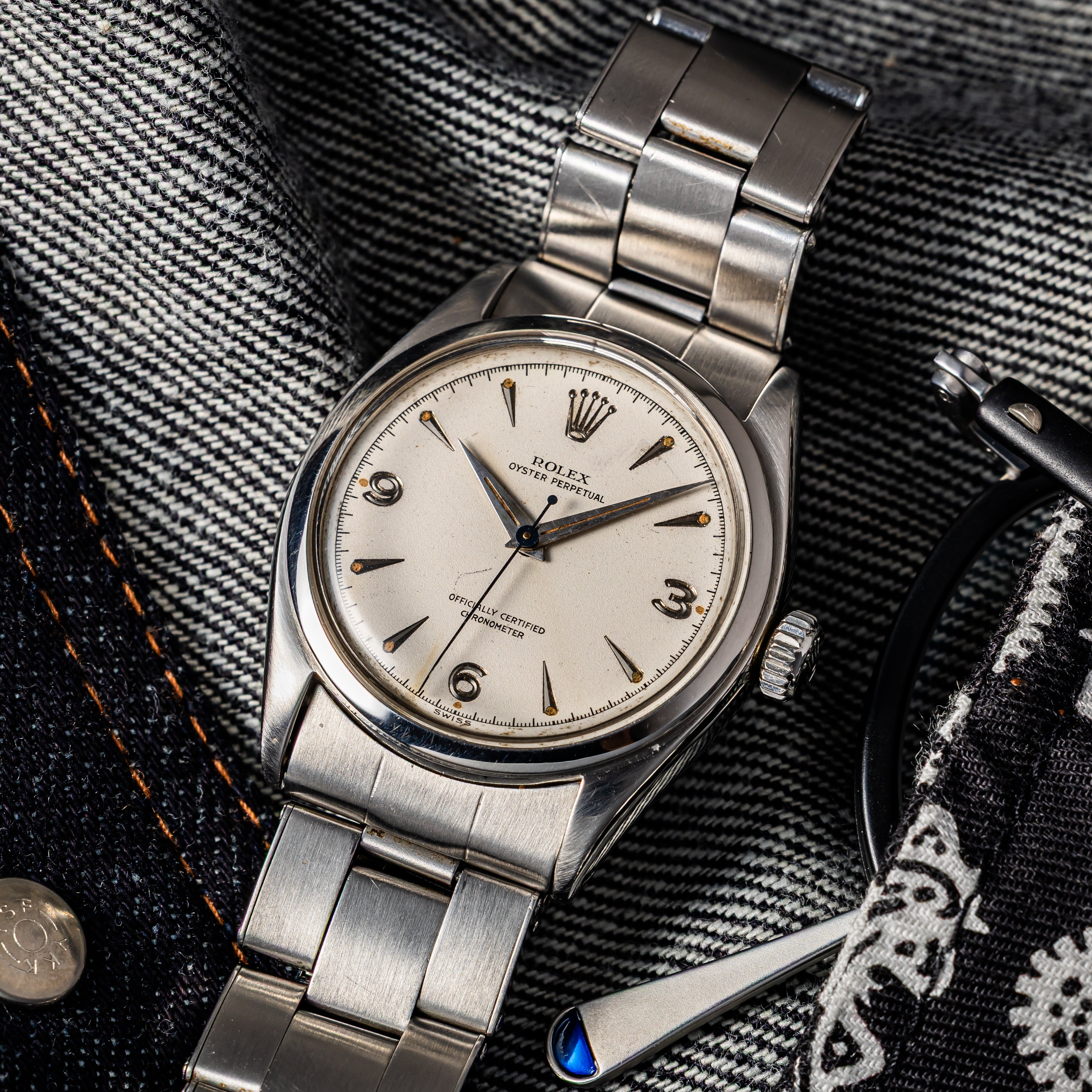 ロレックス セミバブルバック Ref.6084 エクスプローラーダイヤル 1953年製 自動巻き 純正リベットブレス