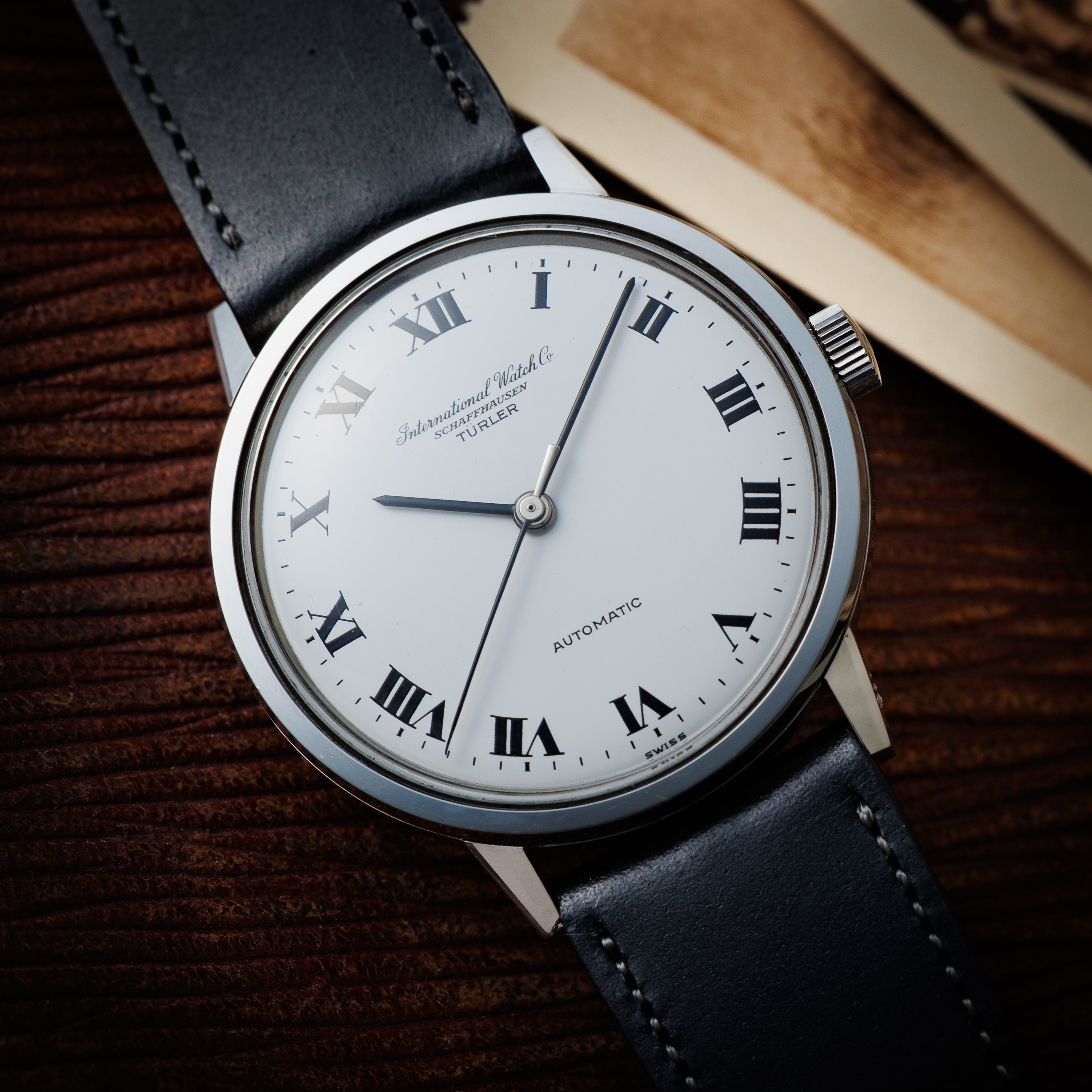 IWC ラウンドモデル オートマチック チューラーダブルネーム ホワイトローマンダイヤル 1969年製 お魚リューズ