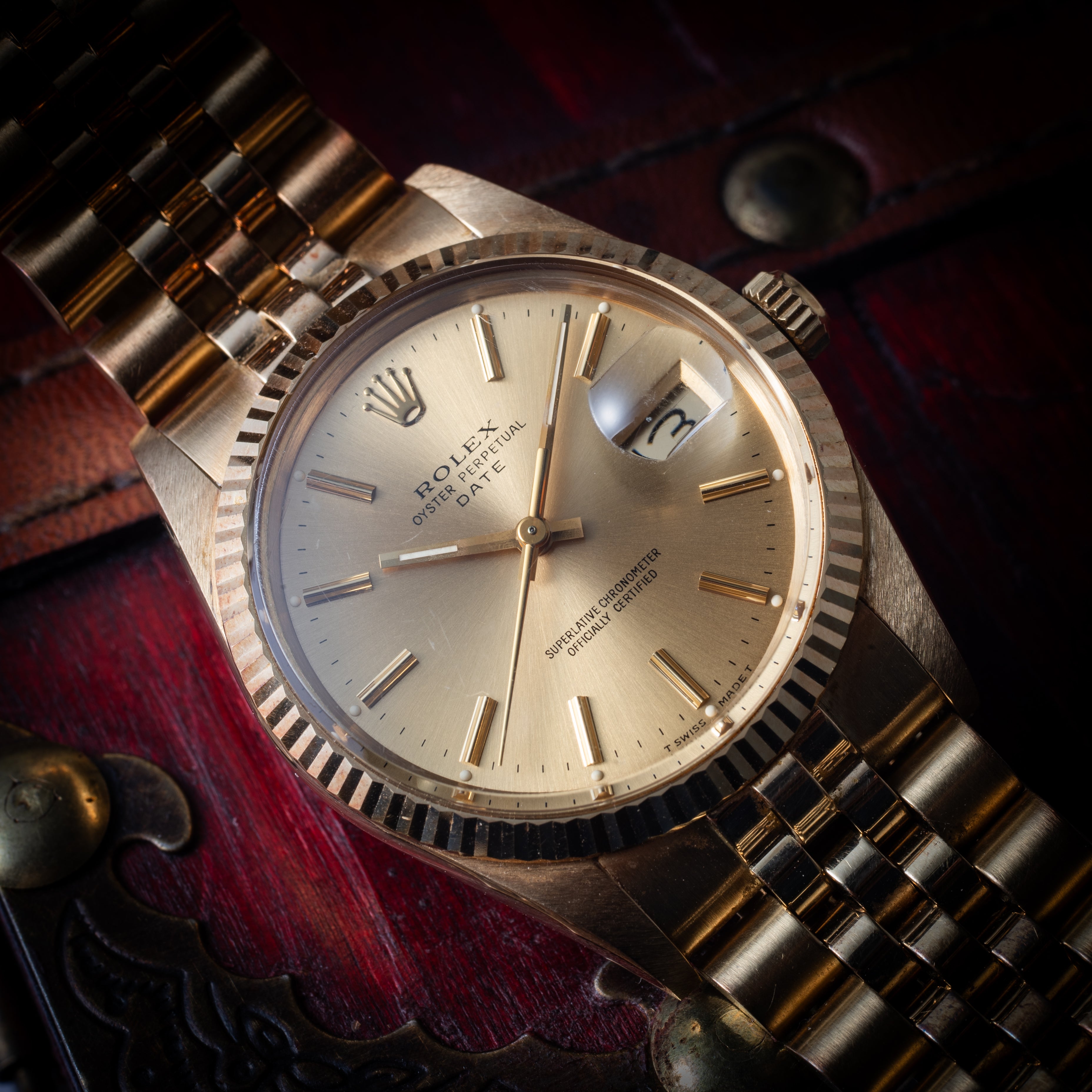 ロレックス 14金無垢オイスターパーペチュアルデイト 1988年製 Ref.15037 純正ジュビリーブレス 箱、ギャラ、冊子、タグ付き