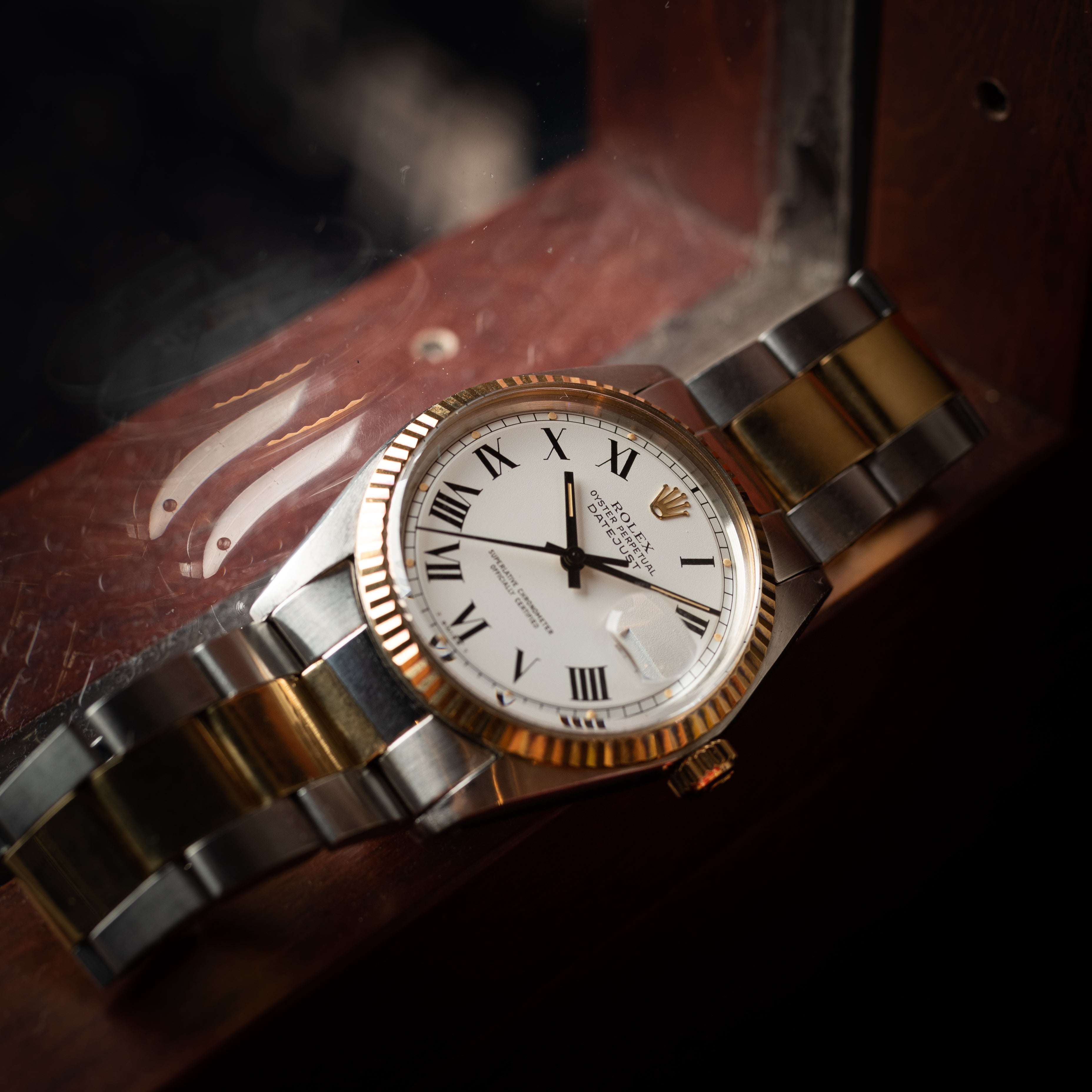 ロレックス 1972年製 バックリーダイヤル デイトジャスト コンビ Ref.1601 ギャラ、保証書付き