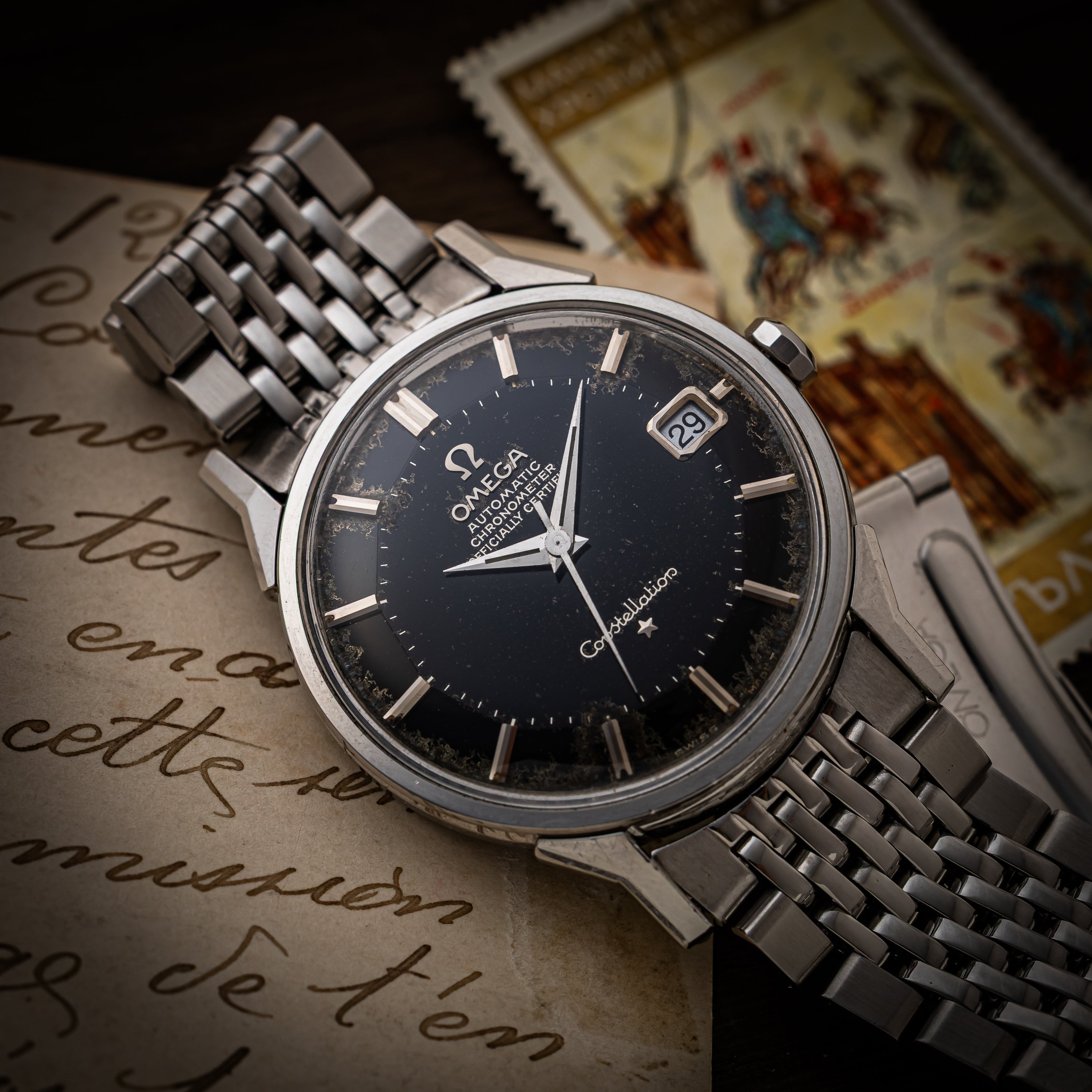 オメガ コンステレーション12角 1967年製 Ref.168.005 ブラックミラーダイヤル 箱付き