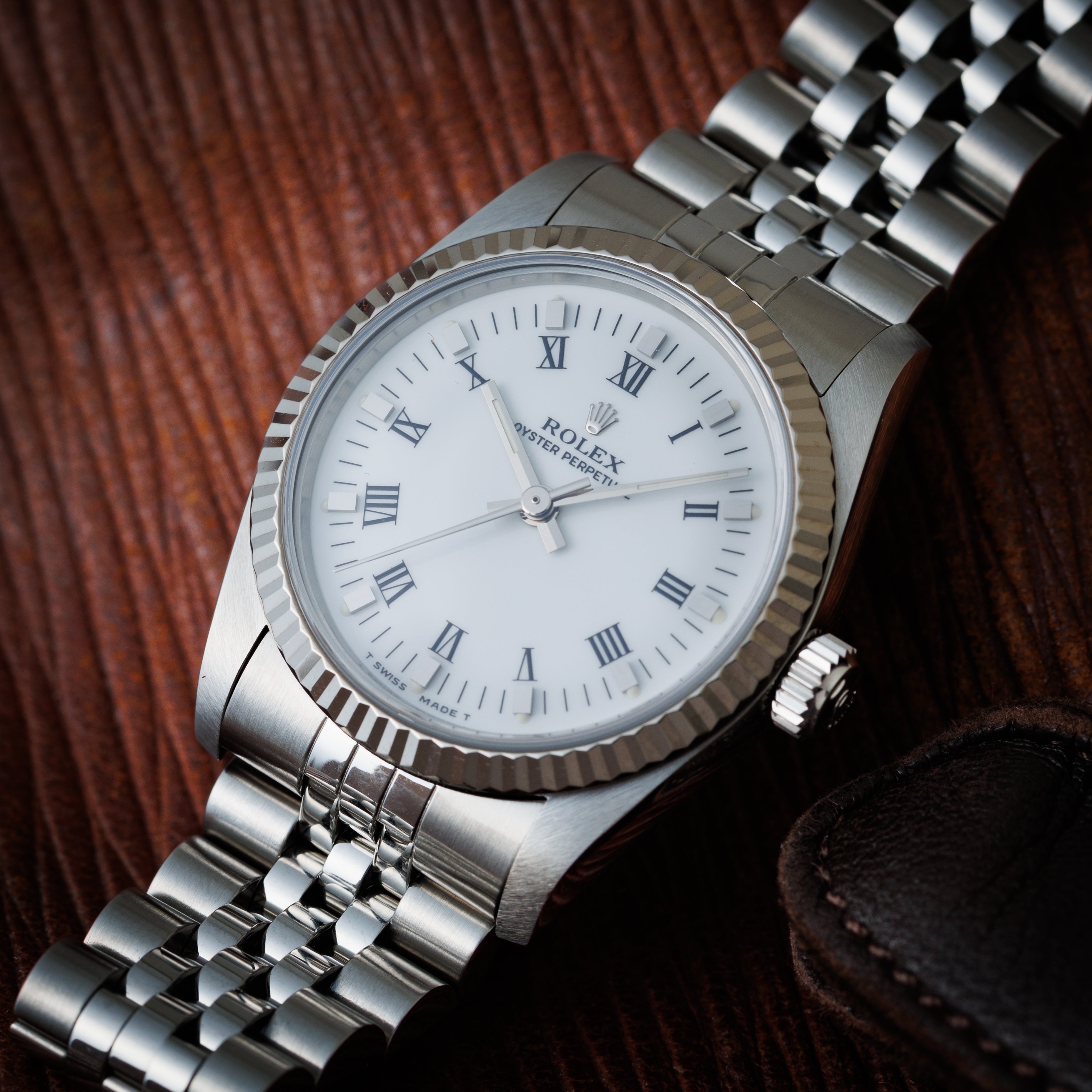 ロレックス オイスターパーペチュアル ホワイトローマン ボーイズ 1996年製 Ref.67514 純正ブレス 箱、ギャラ付き