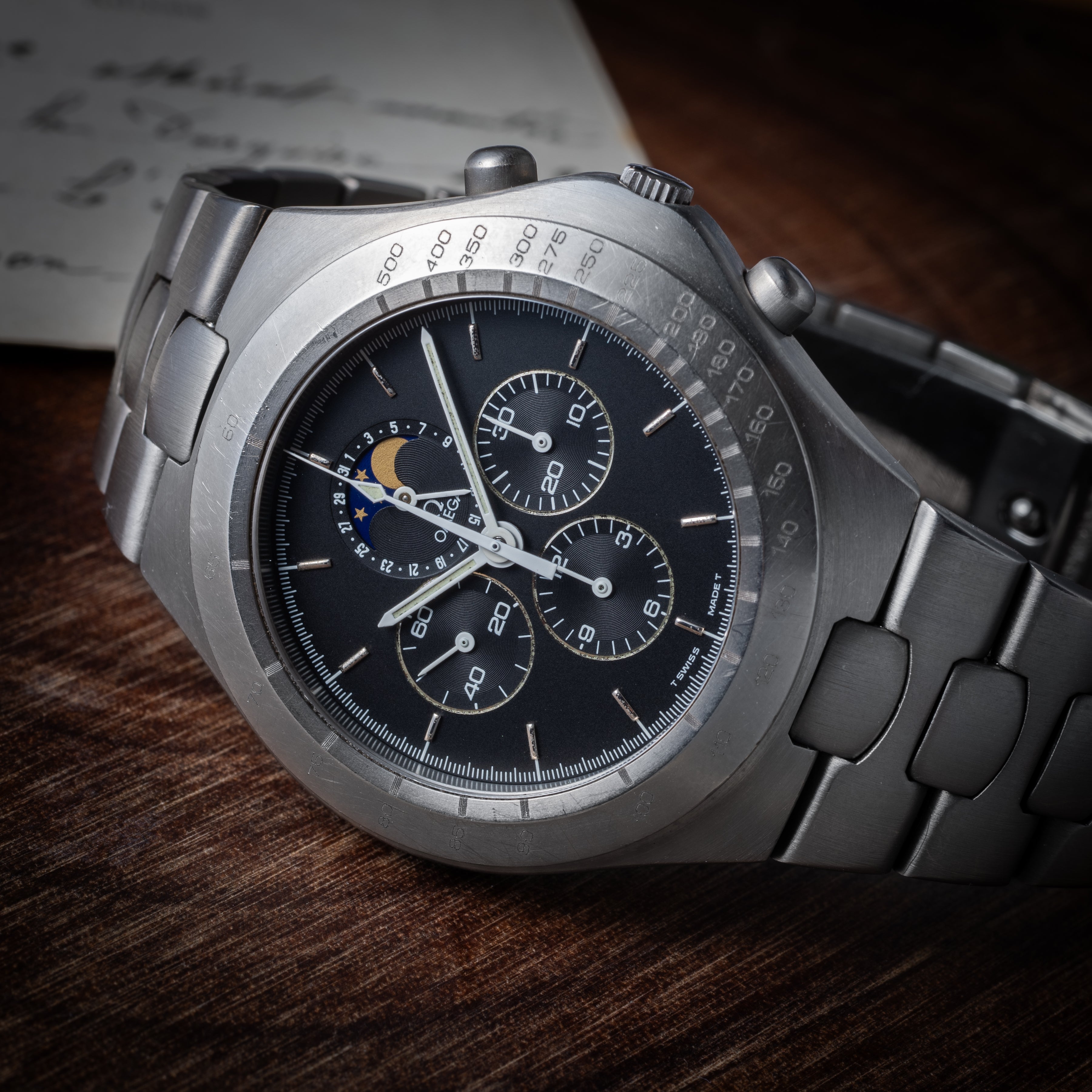 オメガ 1988年製 スピードマスター ムーンフェイズ 400本限定 チタンケース Cal.866 手巻き