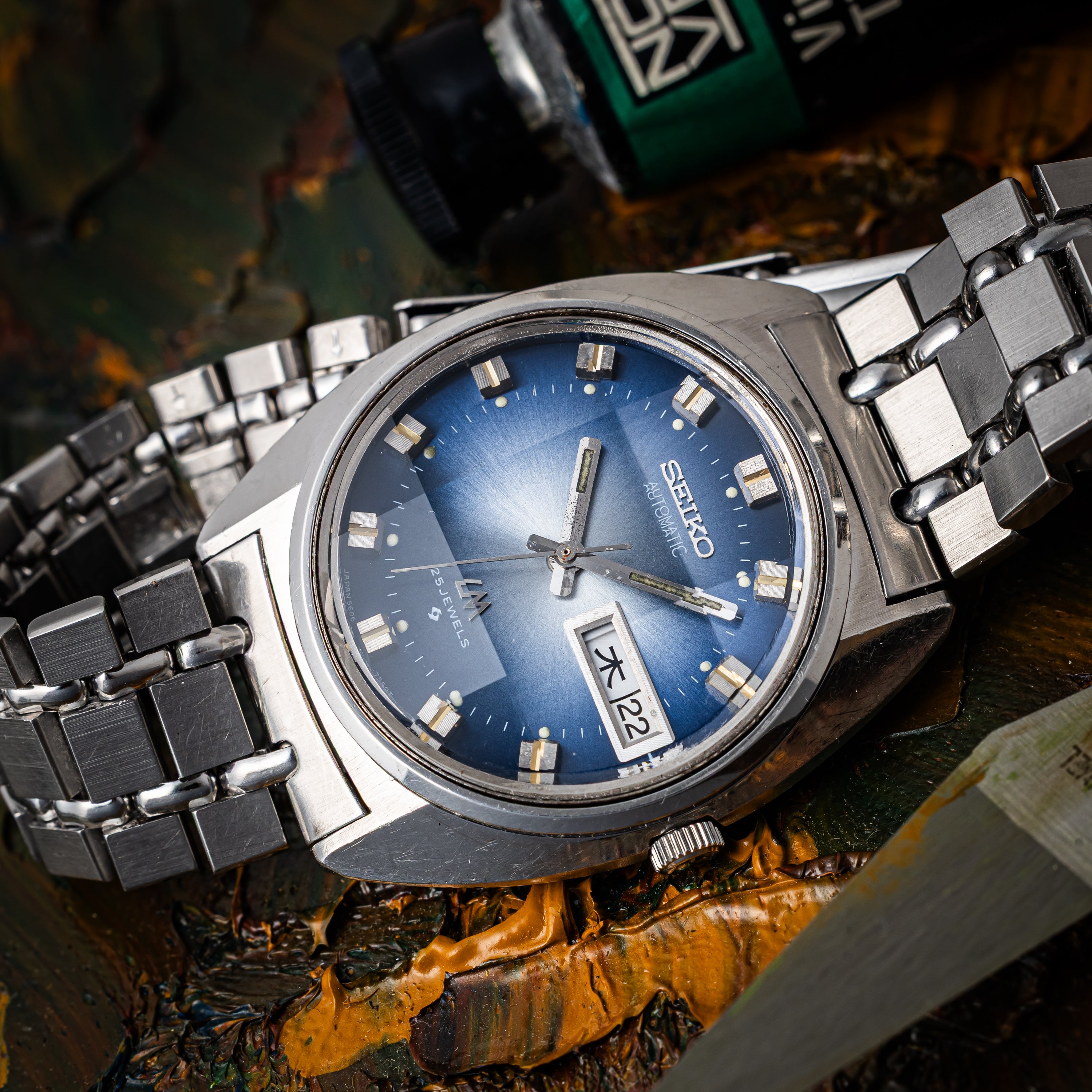 セイコー ロードマチック 1973年製 自動巻き ブルーグラデーションダイヤル 9面カットガラス 56LM  5606-7230 純正ブレス