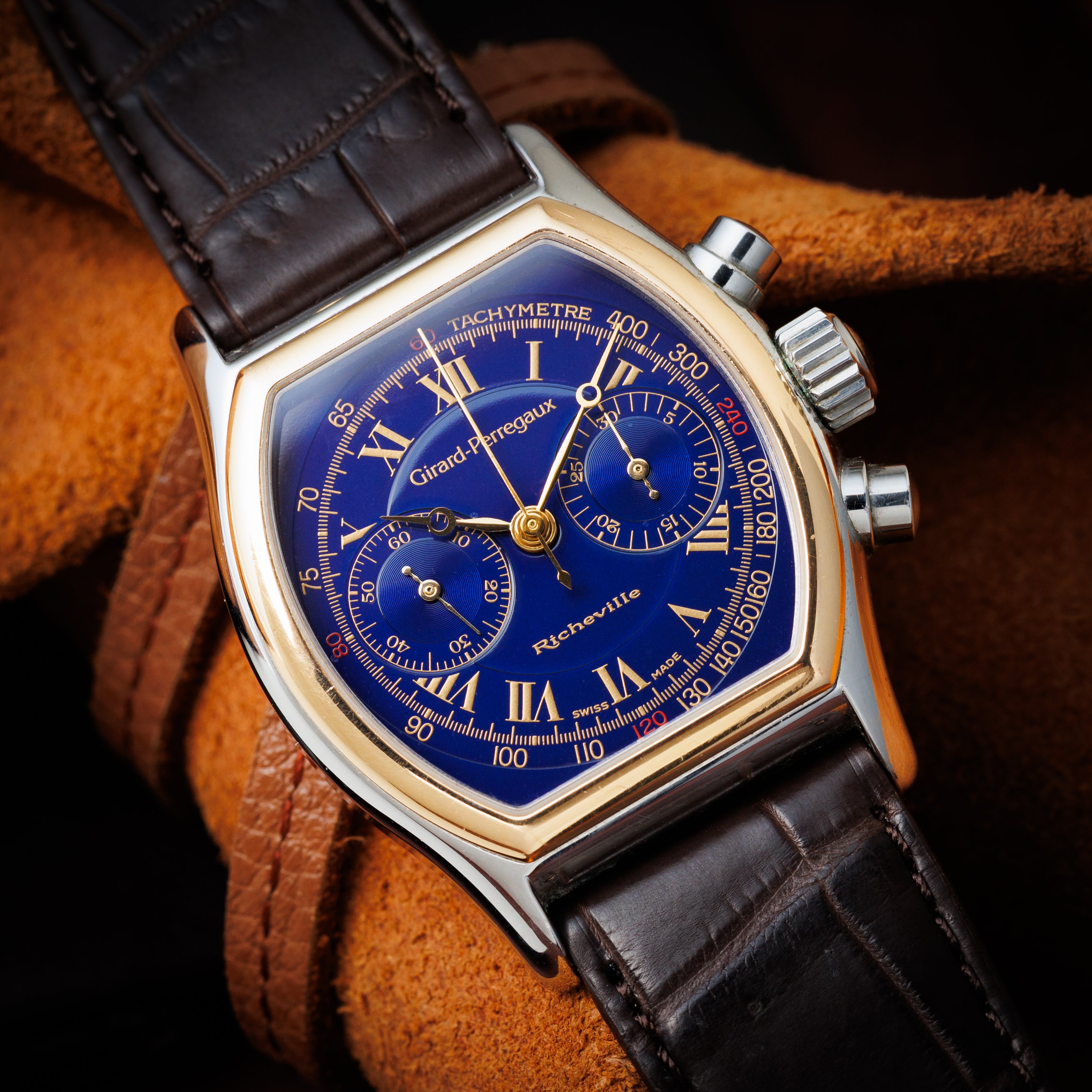 ジラールペルゴ 1990年代製 リシュビル コンビ ブルーダイヤル レマニアCal.1872 手巻きクロノグラフ