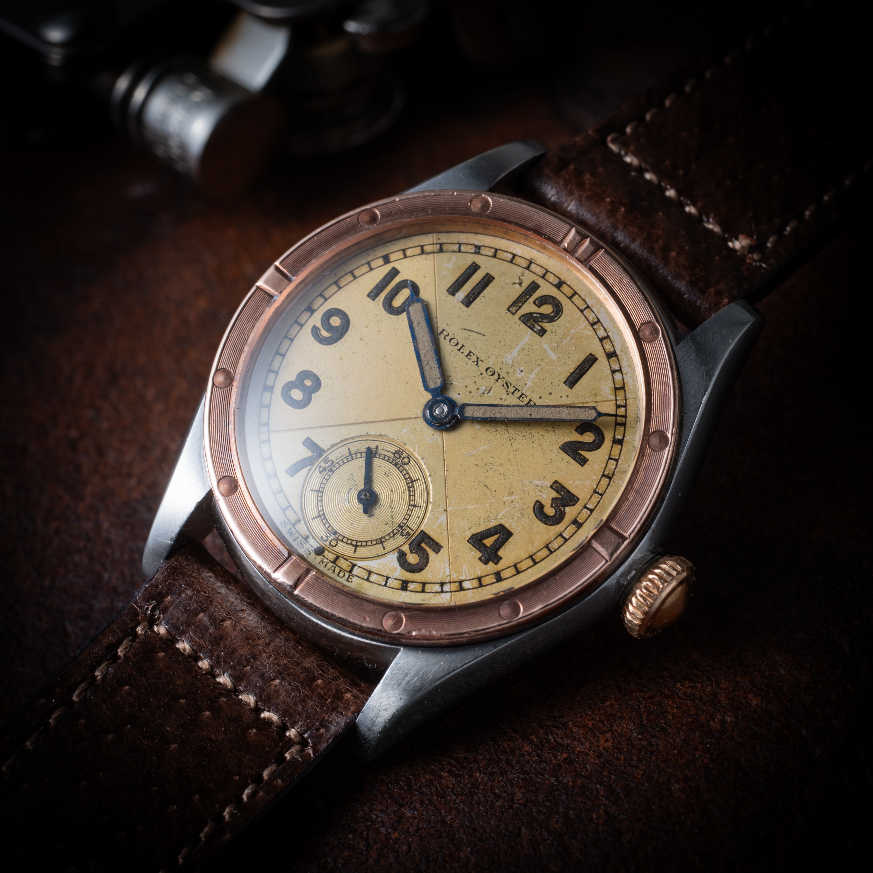 ロレックス オイスター 手巻き 1941年製 ピンクゴールドコンビ クリスクロス Ref.3121