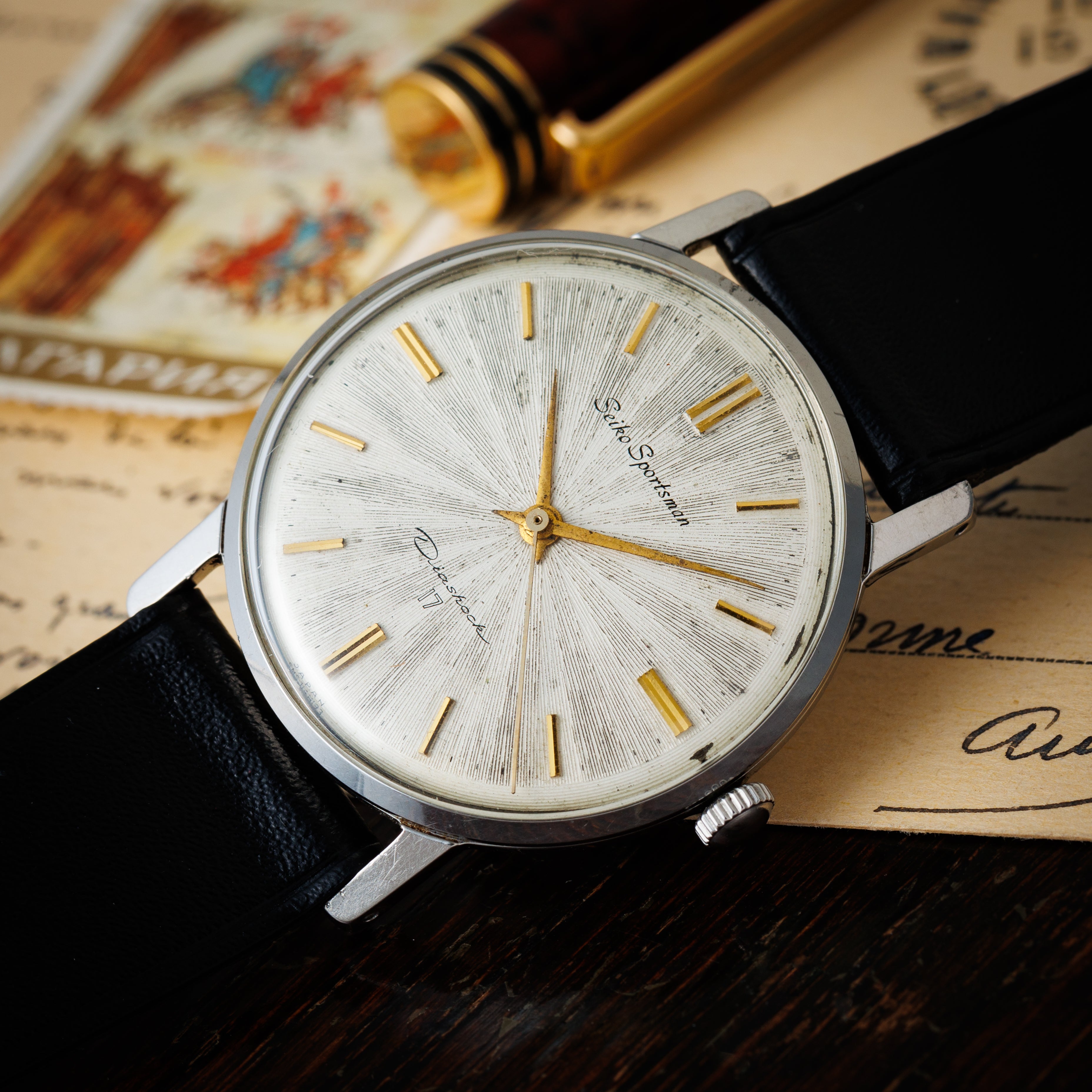 セイコー スポーツマン 手巻き ダイヤショック 17石 1963年製 放射ダイヤル Ref.15019
