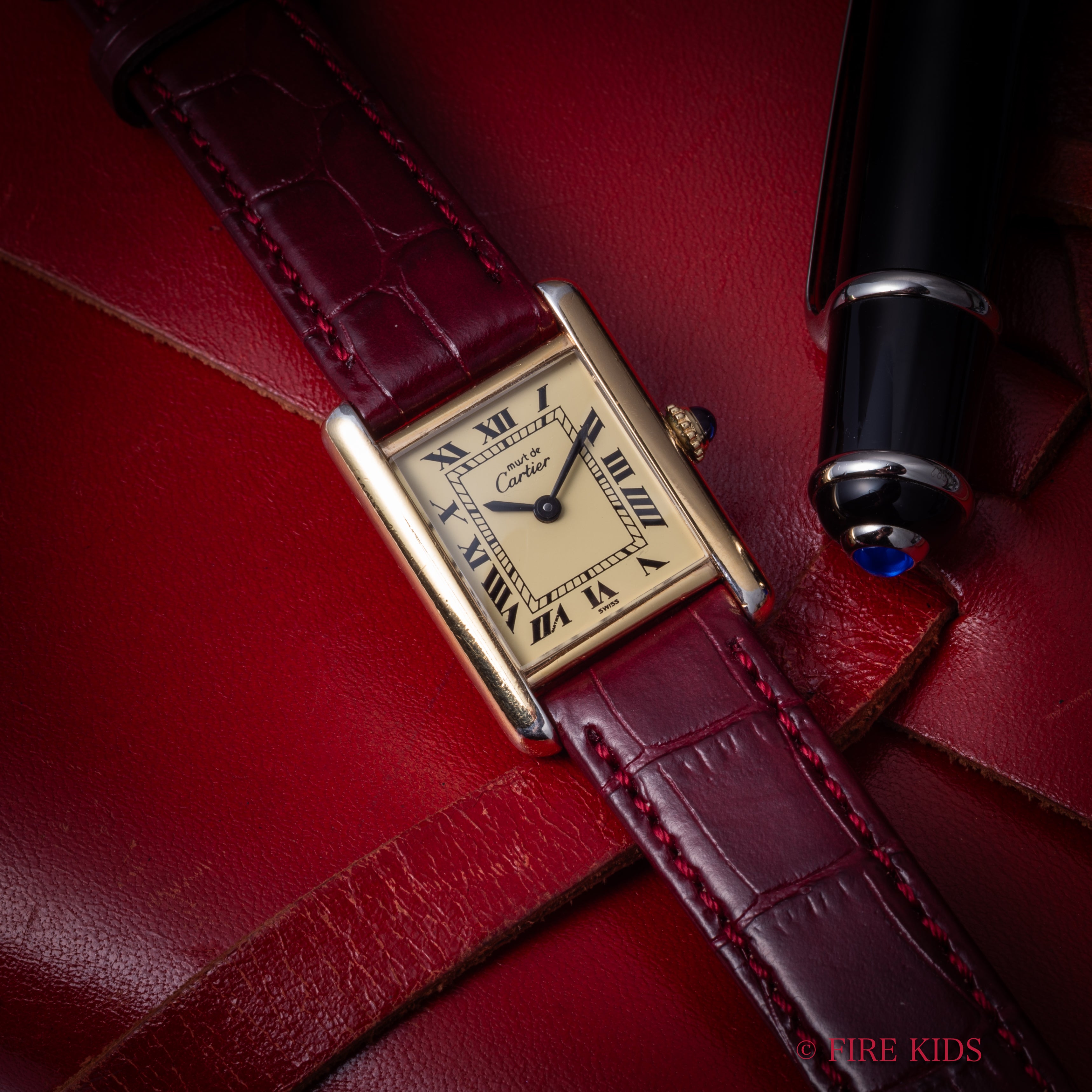 カルティエ マストタンク SMサイズ 手巻き 1980年代製 アイボリーローマンダイヤル 純正尾錠