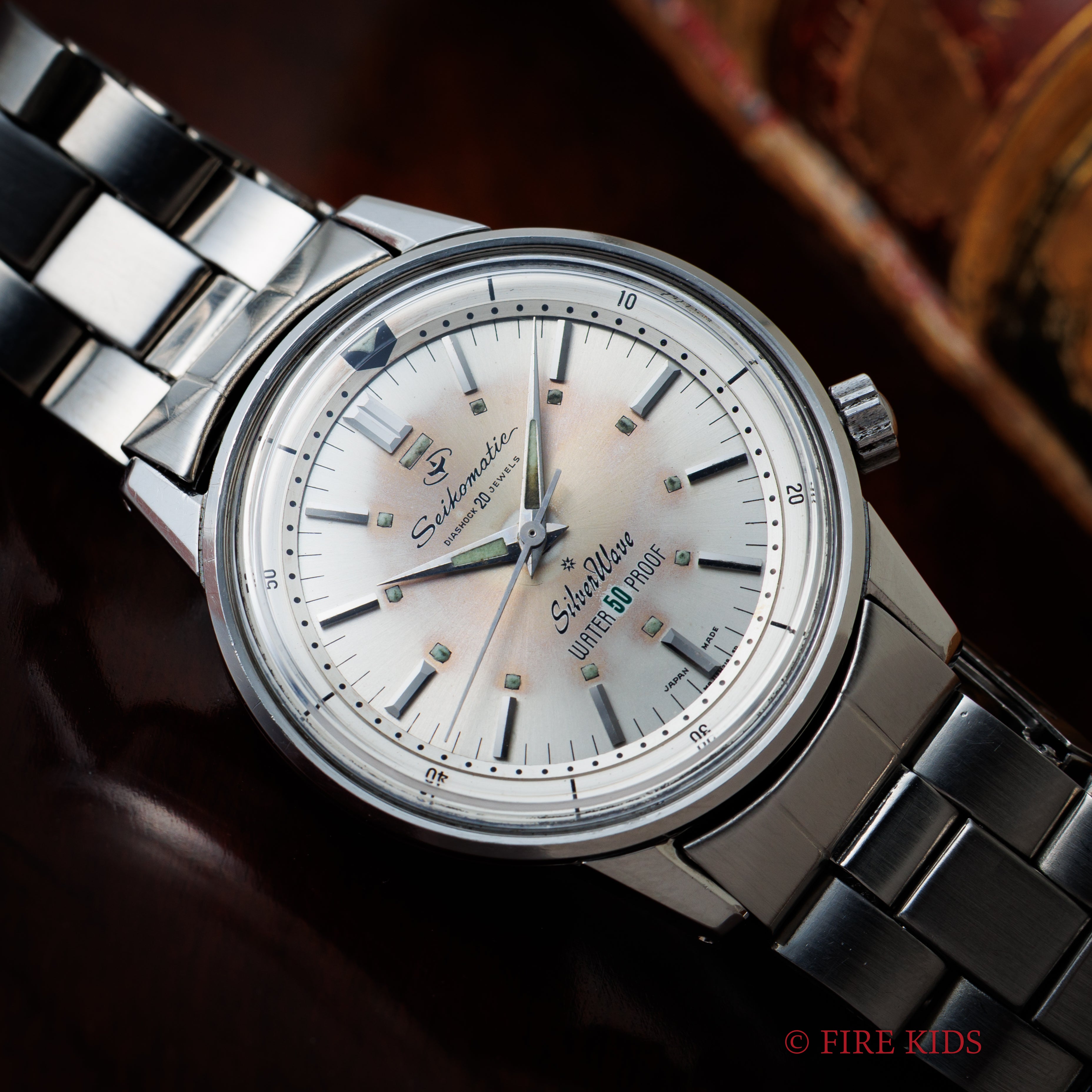 セイコー マチック シルバーウェーブ初期型SDダイヤル 1963年製 インナー回転ベゼル 社外ステンレスブレス