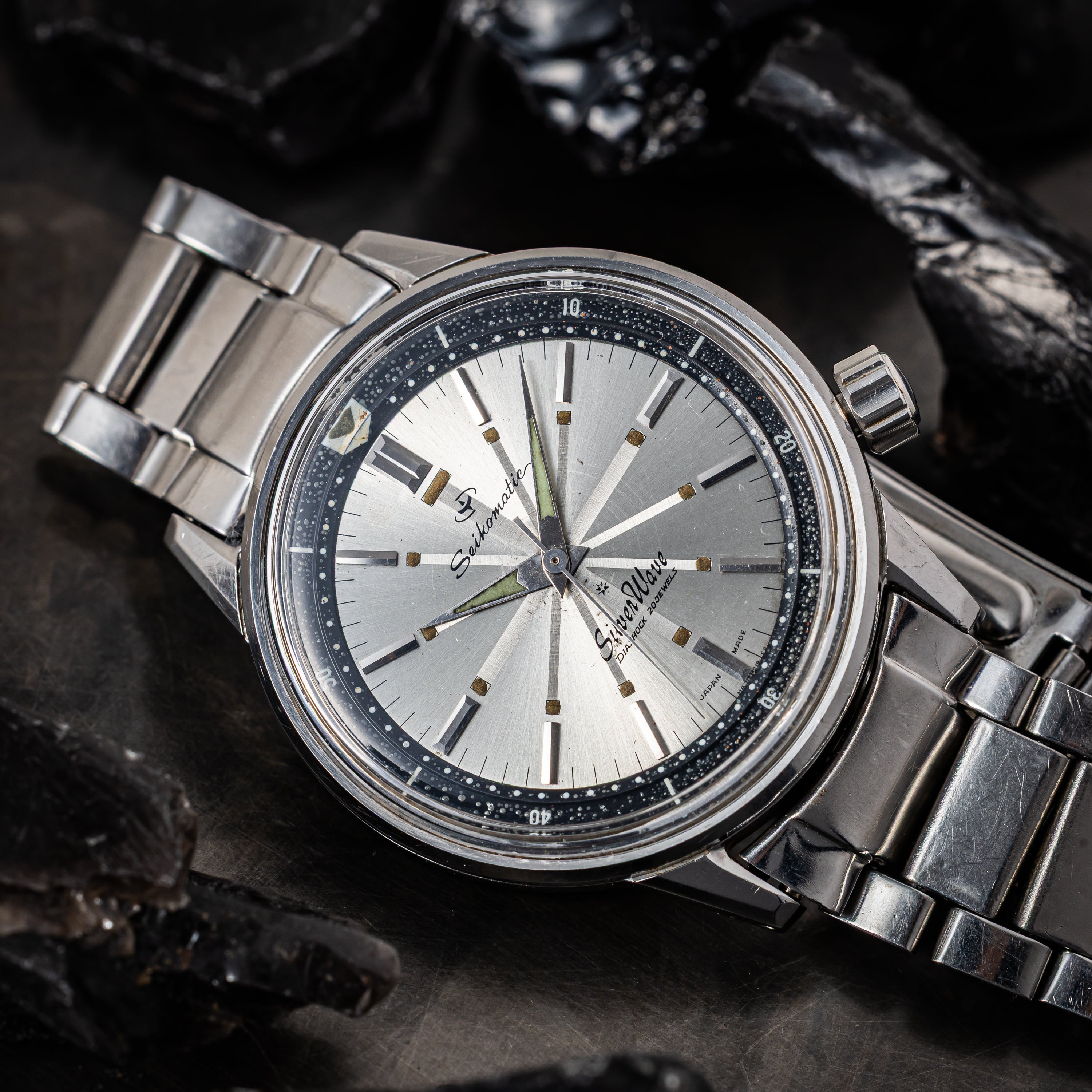 セイコー マチック シルバーウェーブ初期型SDダイヤル 1962年製 インナー回転ベゼル 純正ブレス付き