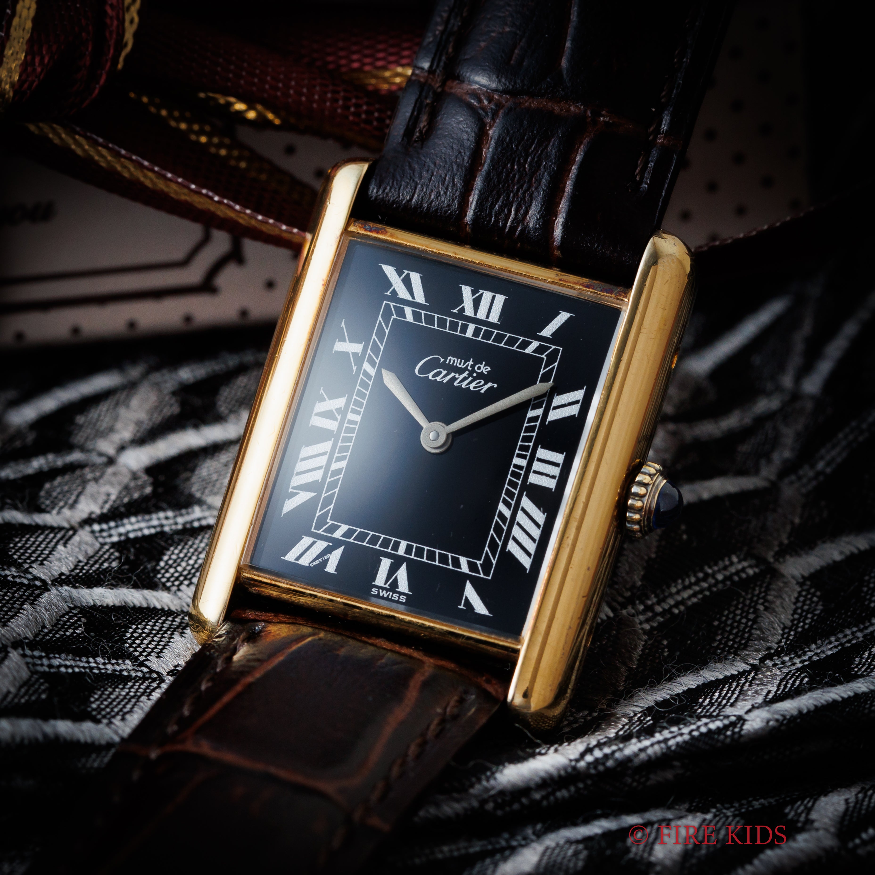 カルティエ マストタンク 1980年代製 LMサイズ 手巻 ブラックローマンダイヤル