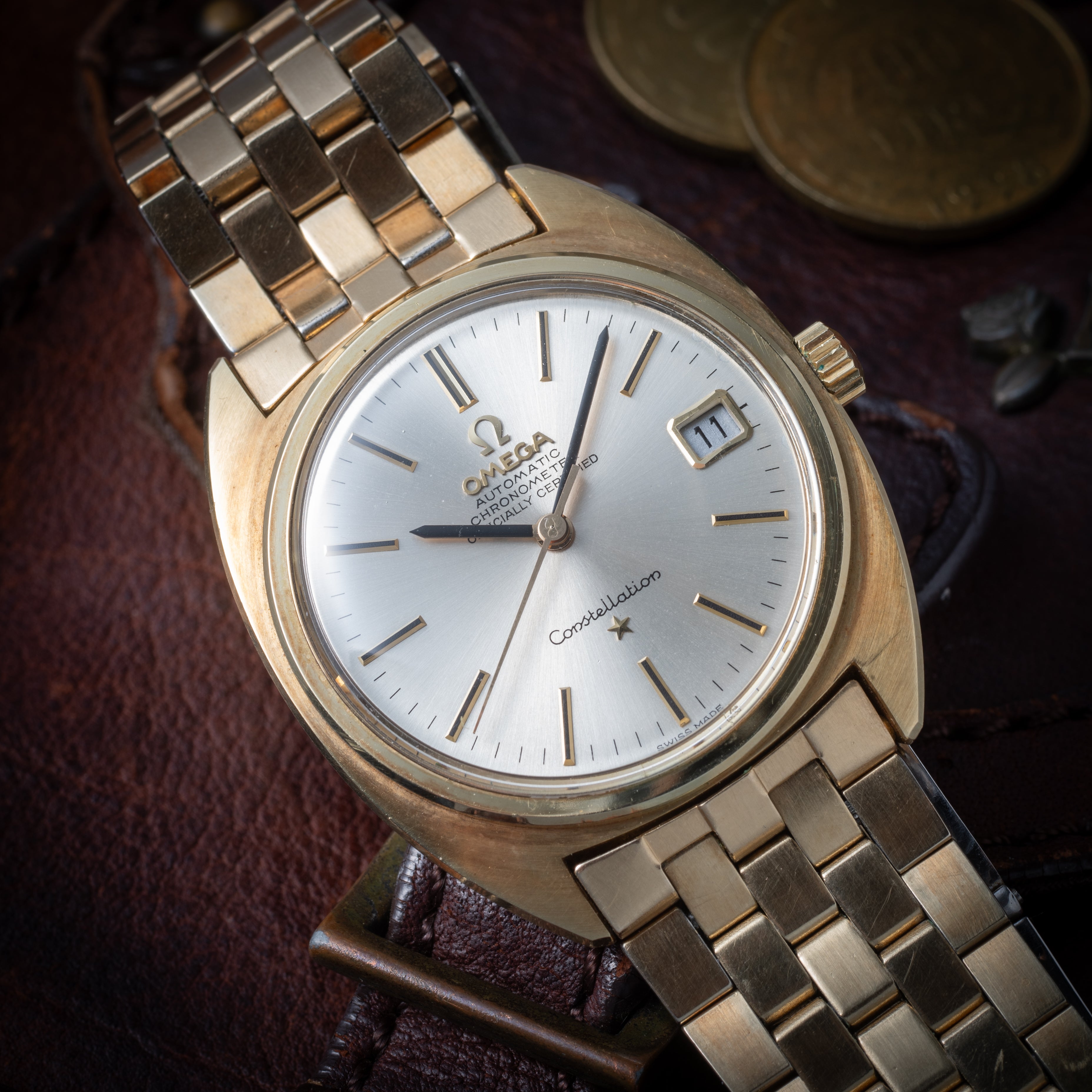 オメガ コンステレーション トップゴールド 1966年製 ジェンタデザイン Ref.168.017SP 純正ブレスレット付き 箱付き ノンポリッシュ