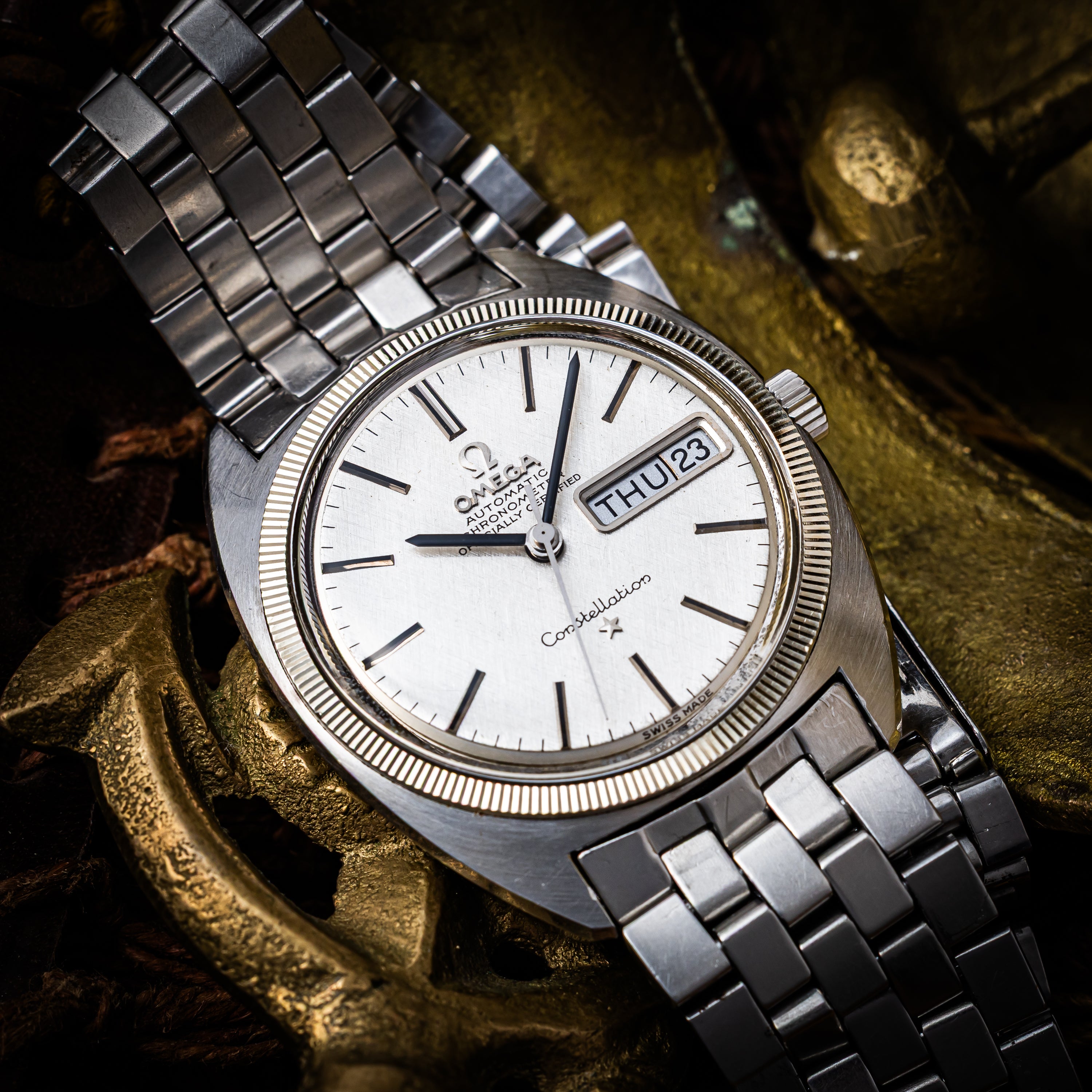 オメガ コンステレーション ジェンタ 1968年製 Ref.168.029 リネンダイヤル 純正ブレス WGコインエッジベゼル