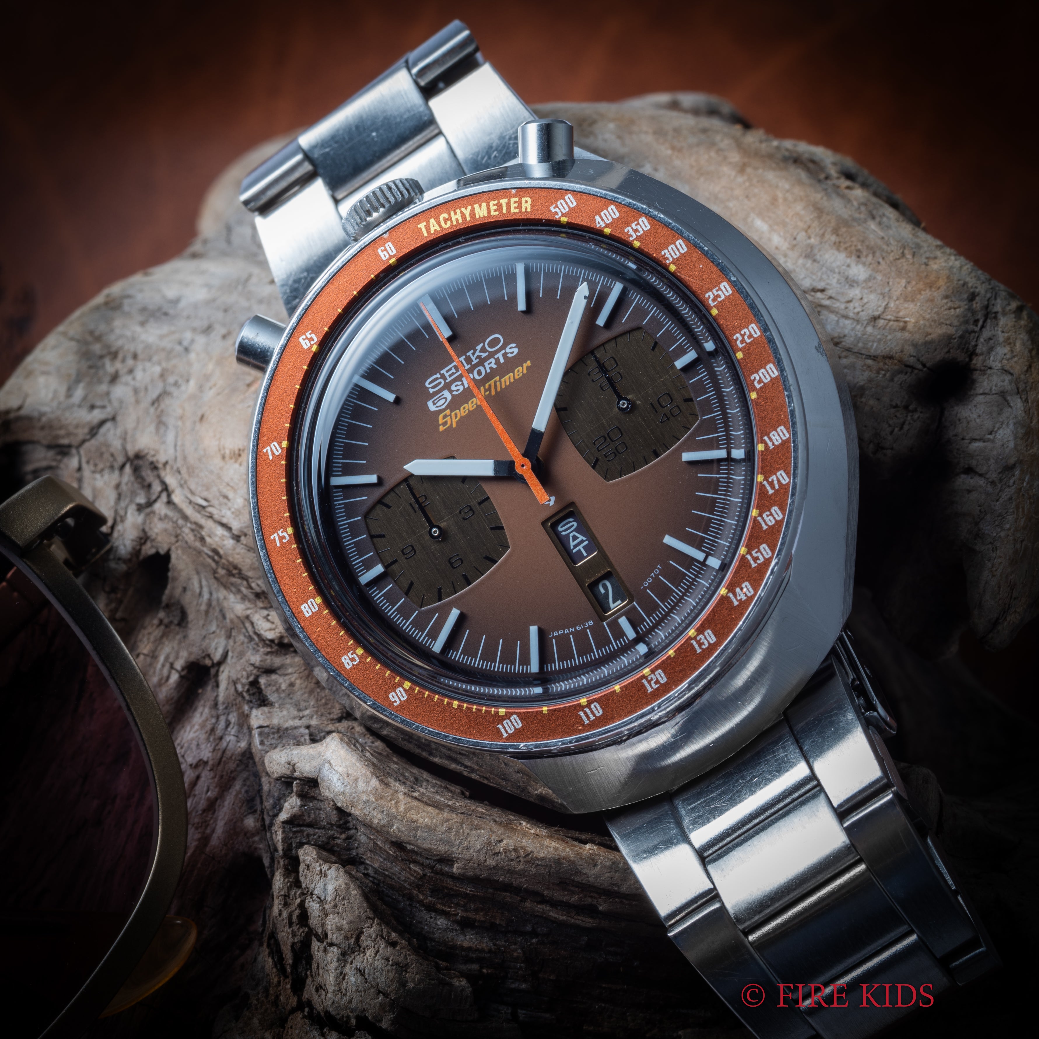 セイコー 1976年製 茶馬 Ref.6138-0040 5スポーツ スピードタイマー 純正ステンレスブレス