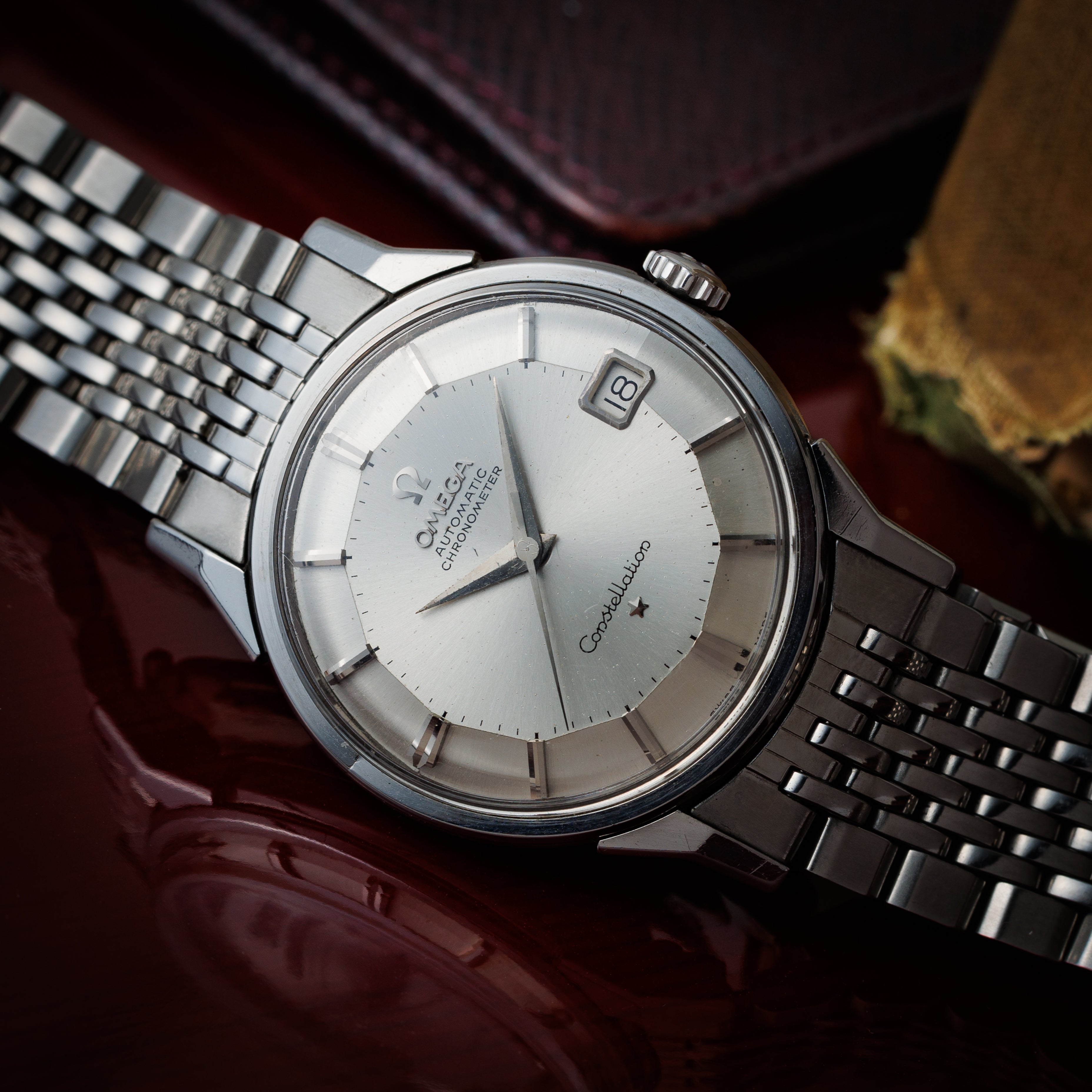 オメガ コンステレーション 12角 1962年製 Ref.14902 62 SC シルバーダイヤル 純正ブレス 純正革ベルト付き