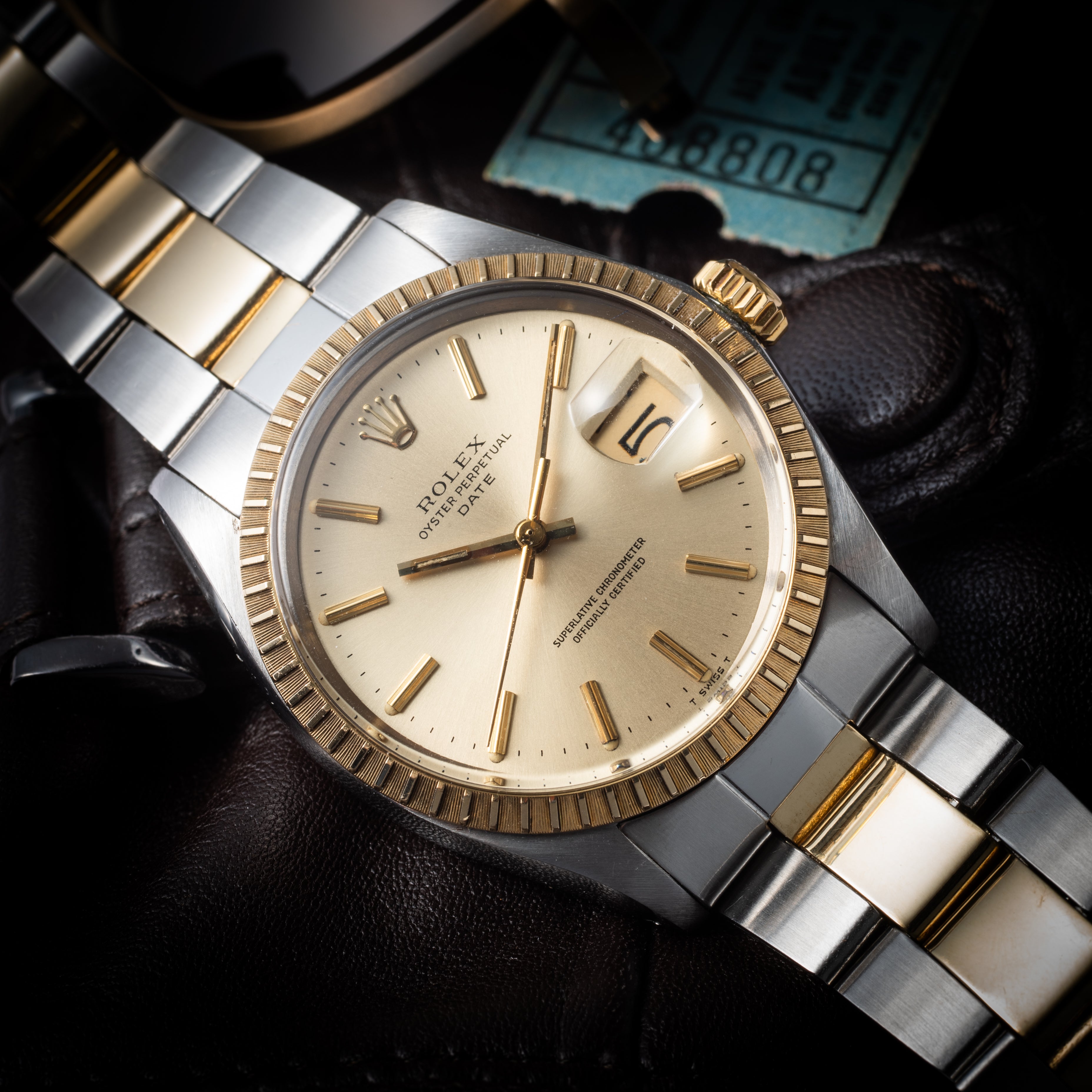 ロレックス 1972年製 オイスターパーペチュアルデイト コンビ Ref.1505 純正コンビオイスターブレス