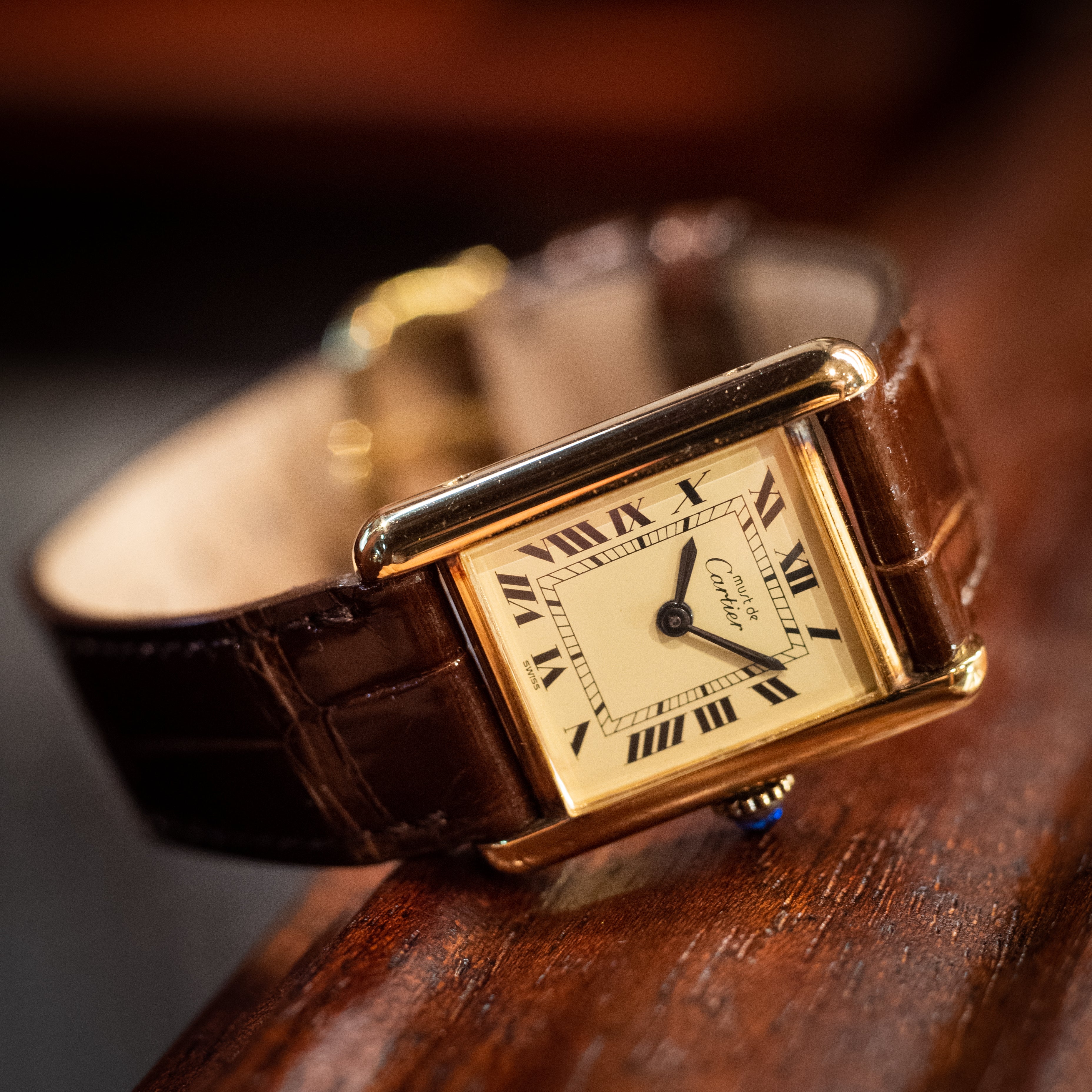 カルティエ マストタンク 1980年代 アイボリーローマン 尾錠付き