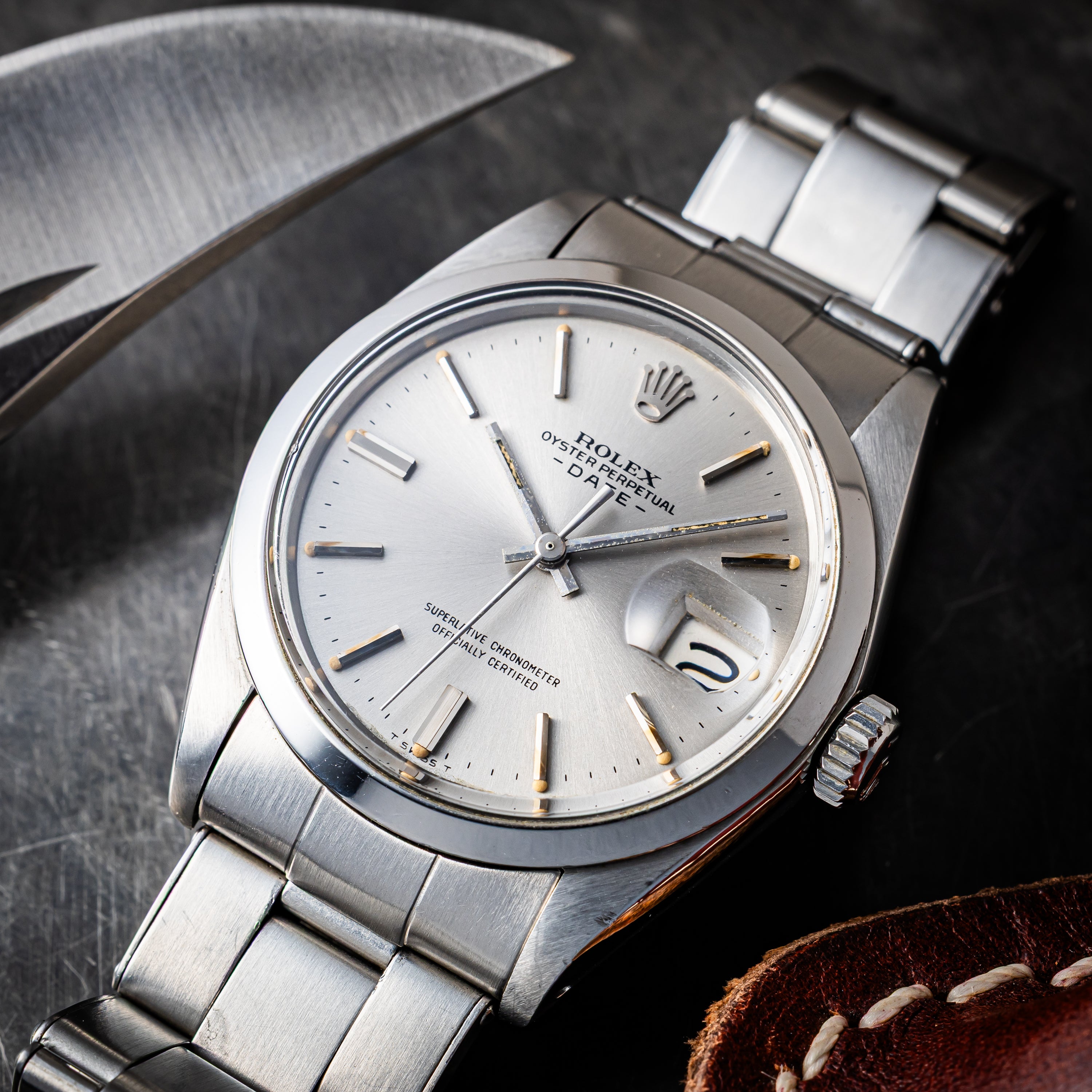 ロレックス オイスターパーペチュアルデイト 1971年製 Ref.1500 純正リベットブレス付き