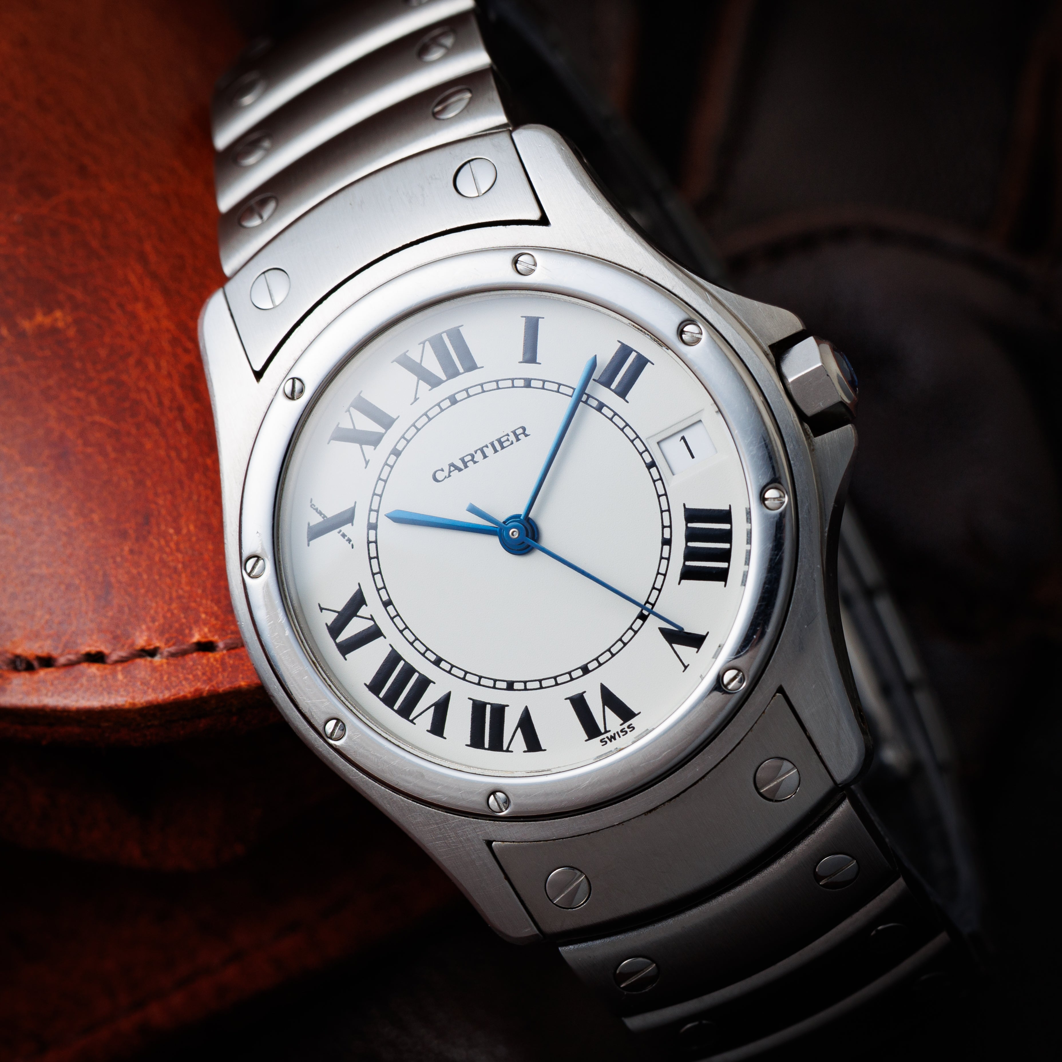 カルティエ サントス ロンド LMサイズ 自動巻き 1990年代製 ホワイトローマンダイヤル