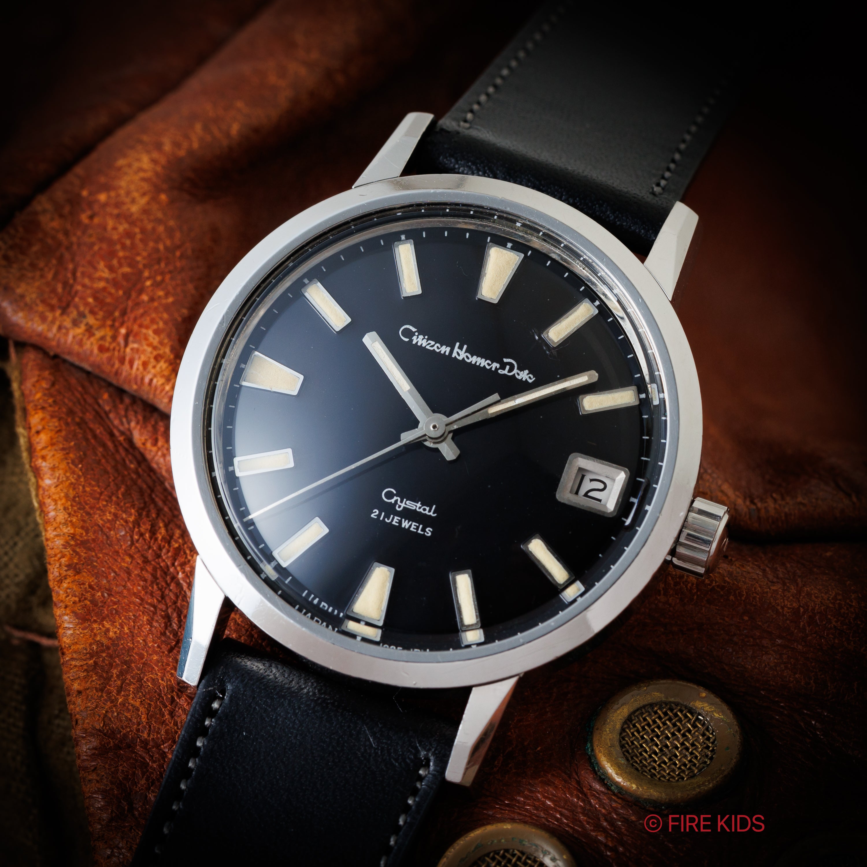 シチズン ホーマーデイト 1967年製 クリスタル ブラックダイヤル 手巻