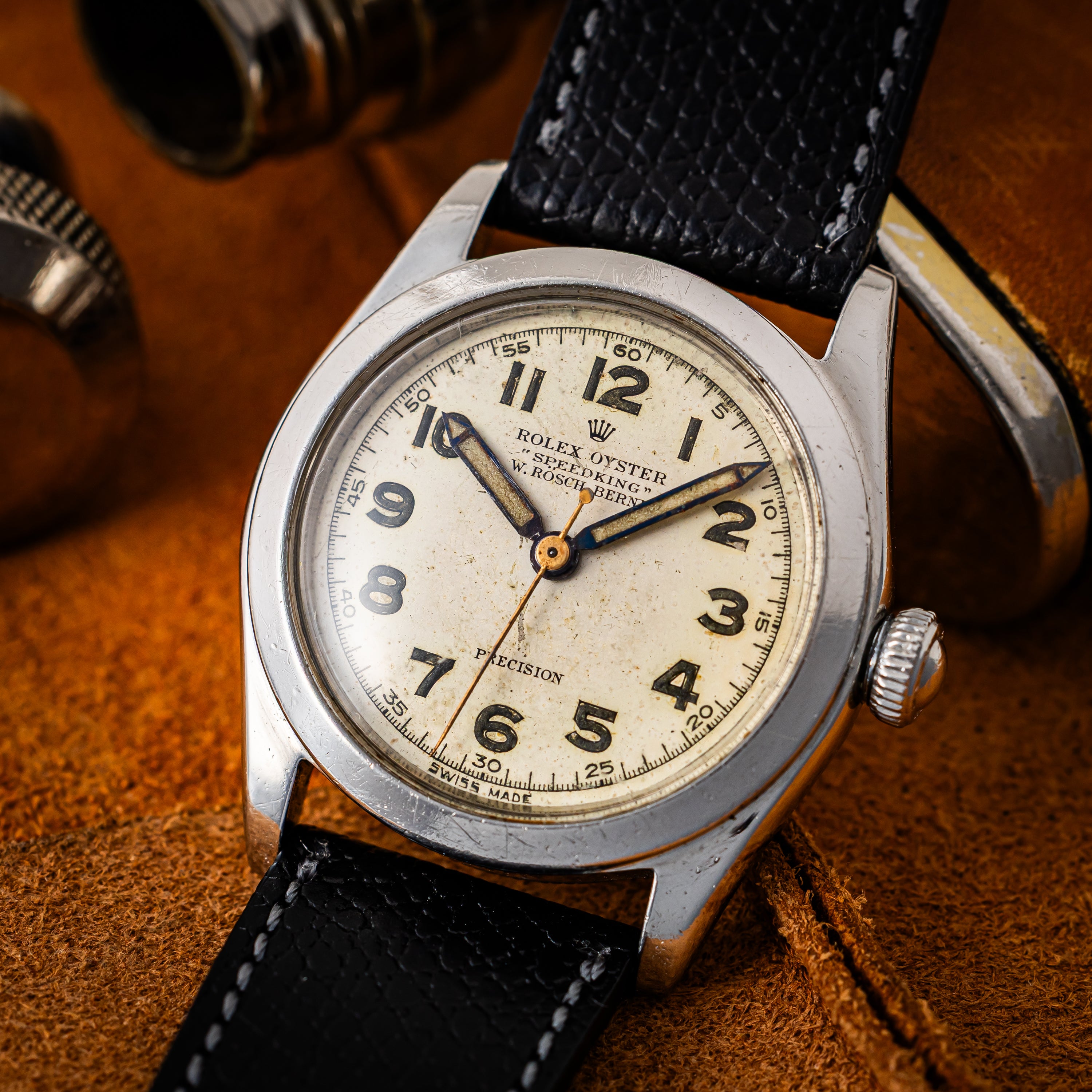 ロレックス スピードキング W.ROSCH BERNEダブルネーム 1947年製 手巻き アラビアダイヤル Ref.4220