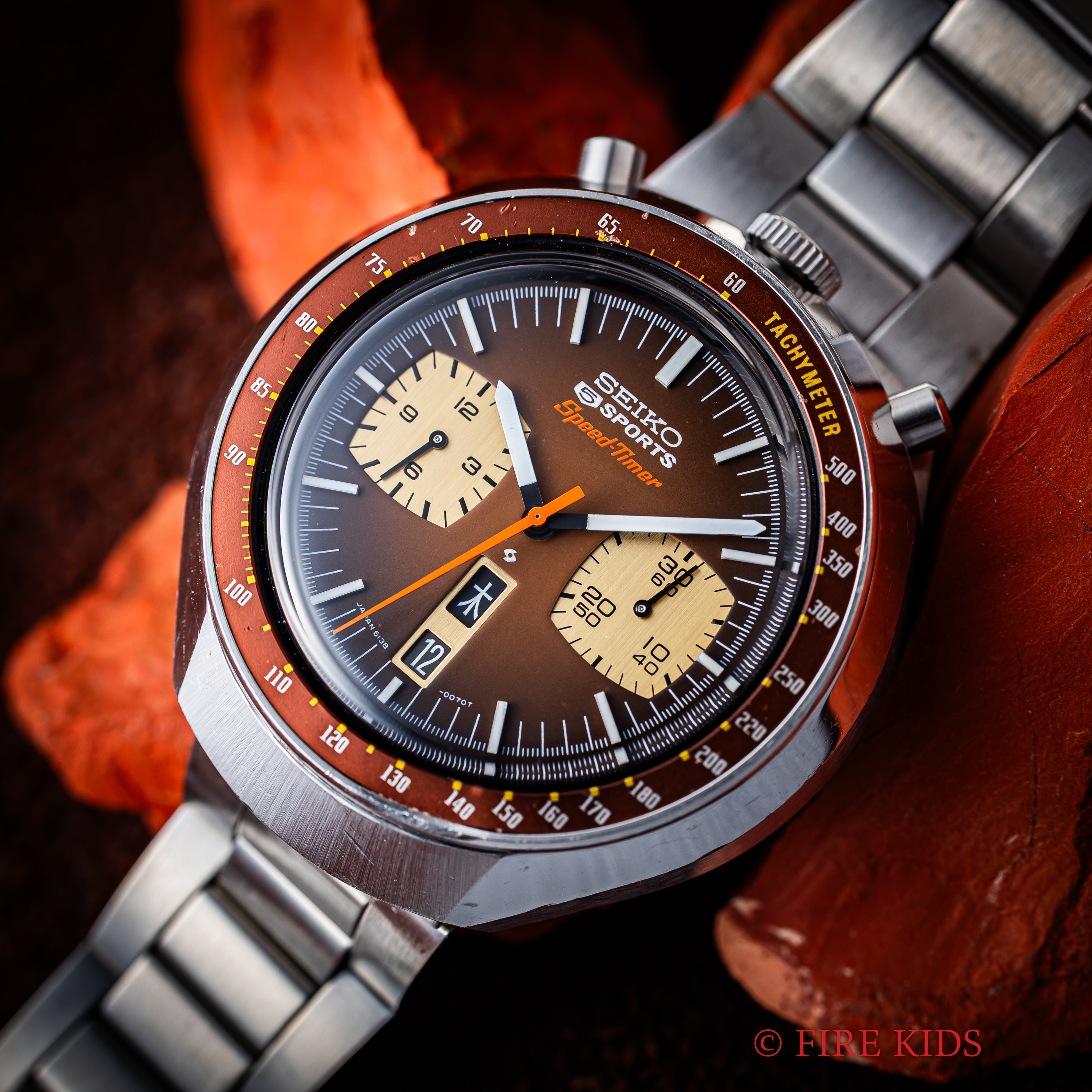 セイコー 1974年製 茶馬 Ref.6138-0040 5スポーツ スピードタイマー 純正ステンレスブレス
