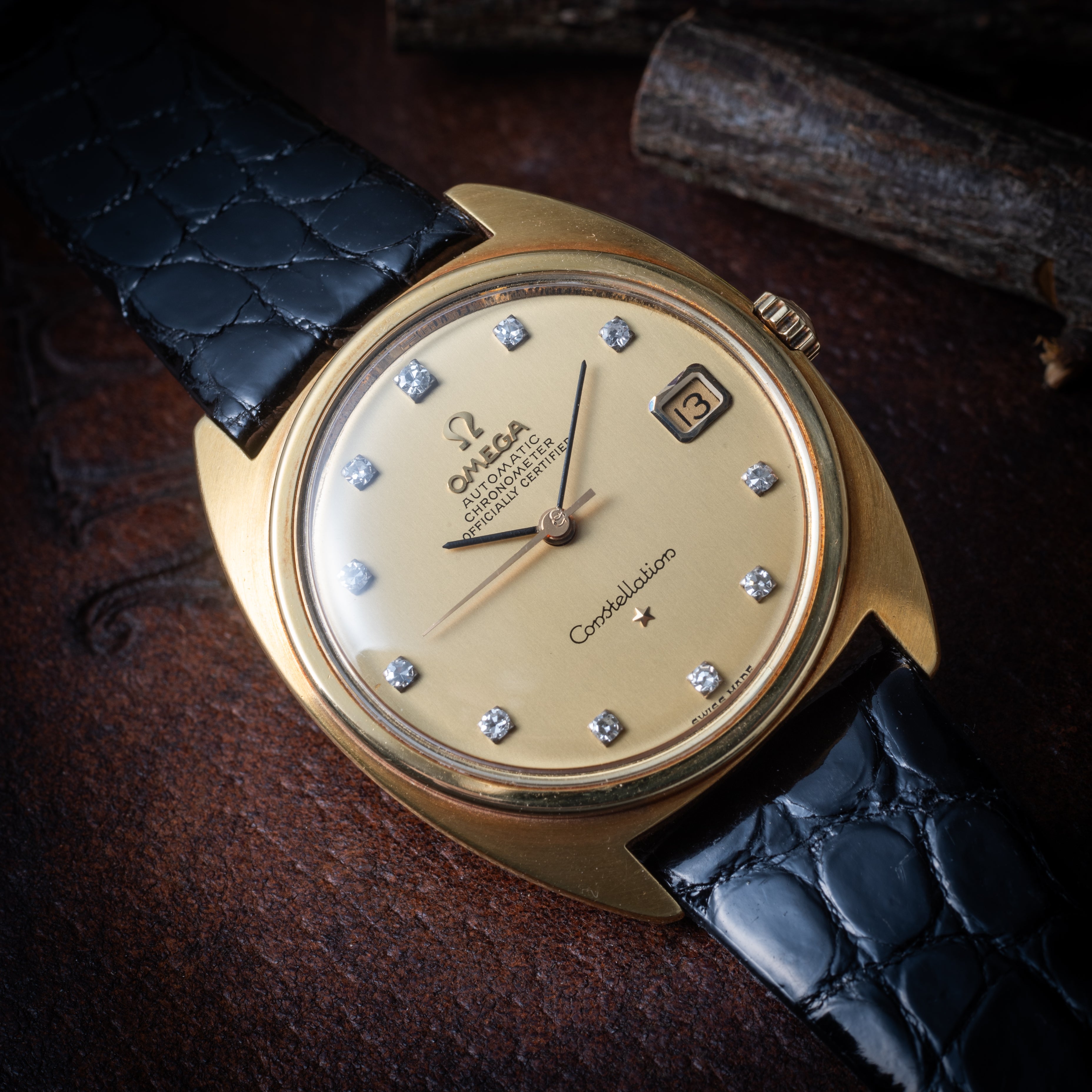 オメガ 18金無垢コンステレーション11Pダイヤ ジェンタデザイン初期型 1966年製  Cal. 561 自動巻き 尾錠付き