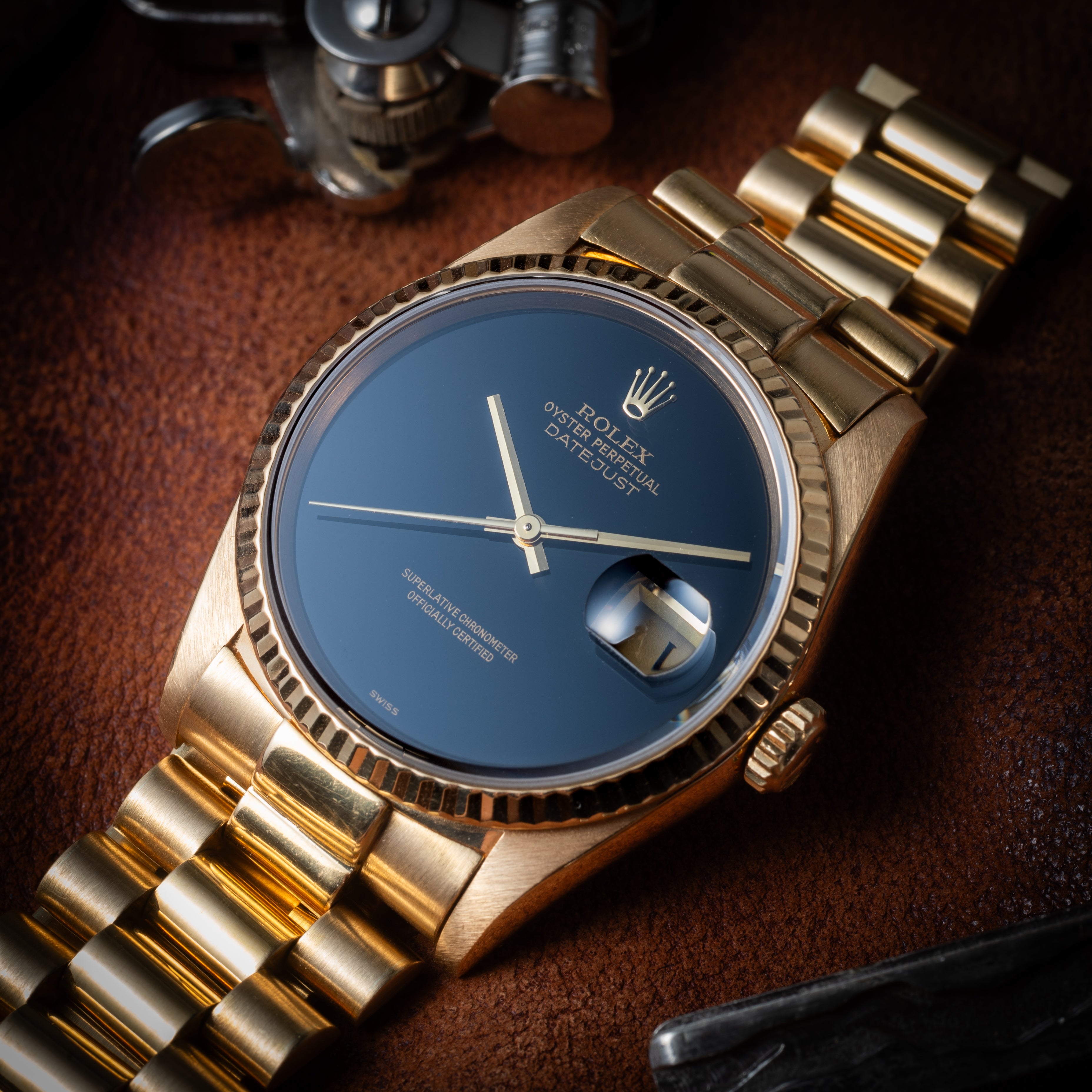 ロレックス 18金無垢デイトジャスト オニキスダイヤル 1988年製 Ref.16238 純正18KYGジャパンブレス