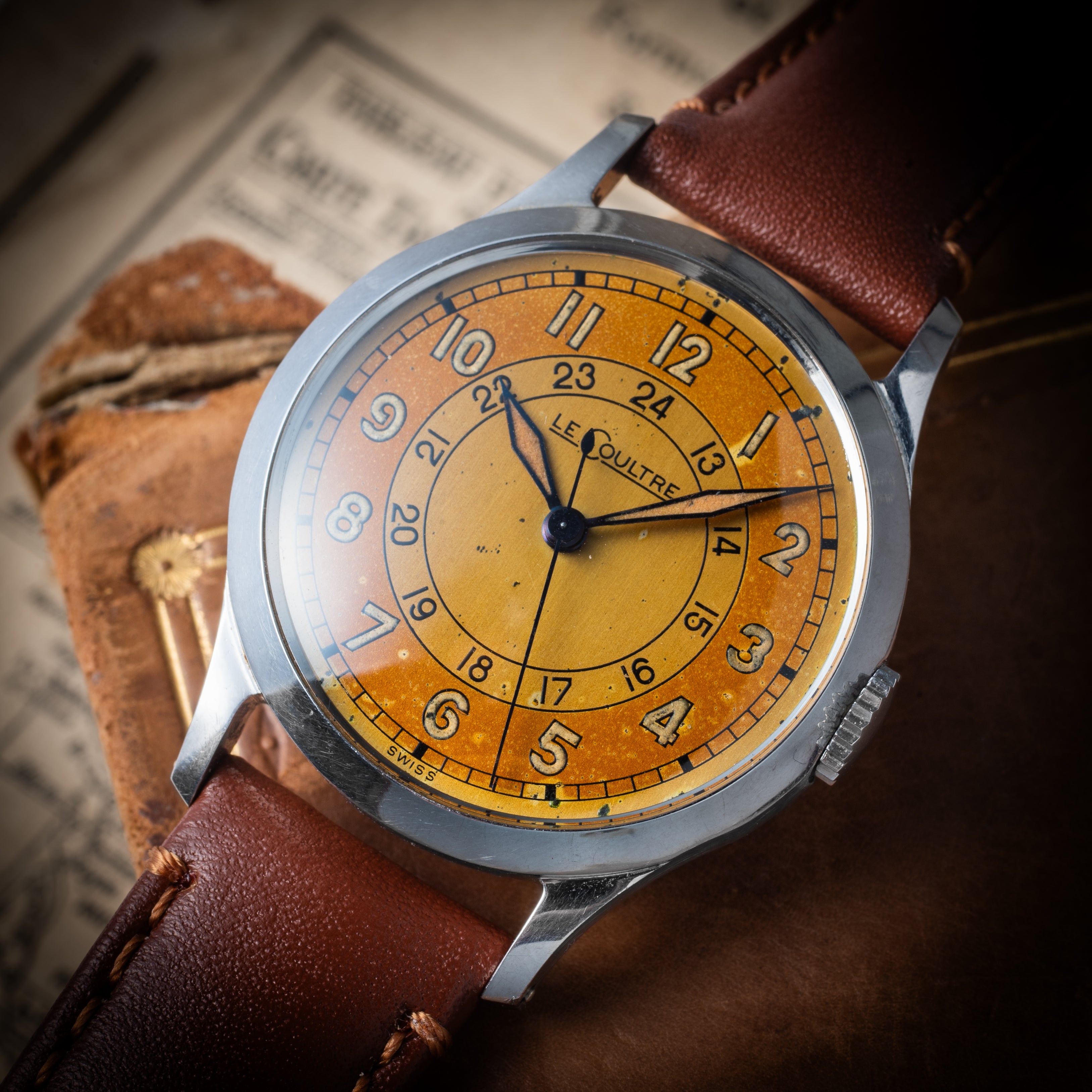 ルクルト 1940年代製 ラウンド アヴィエイタータイプ 24時間表記 手巻き Cal.450/2A