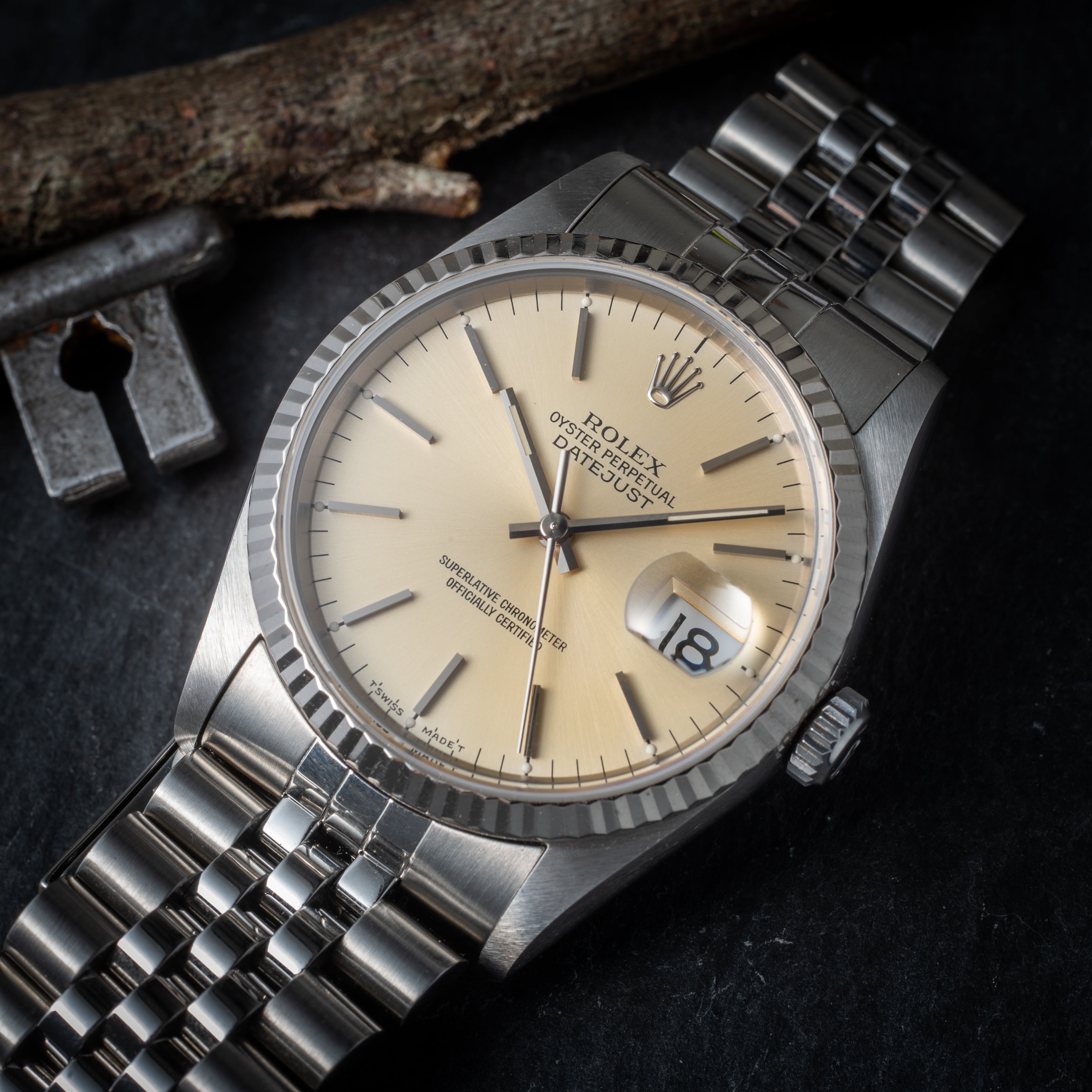 ロレックス デイトジャスト パティーナダイヤル 自動巻き 1993年製 Ref.16234 箱、ギャラ付き