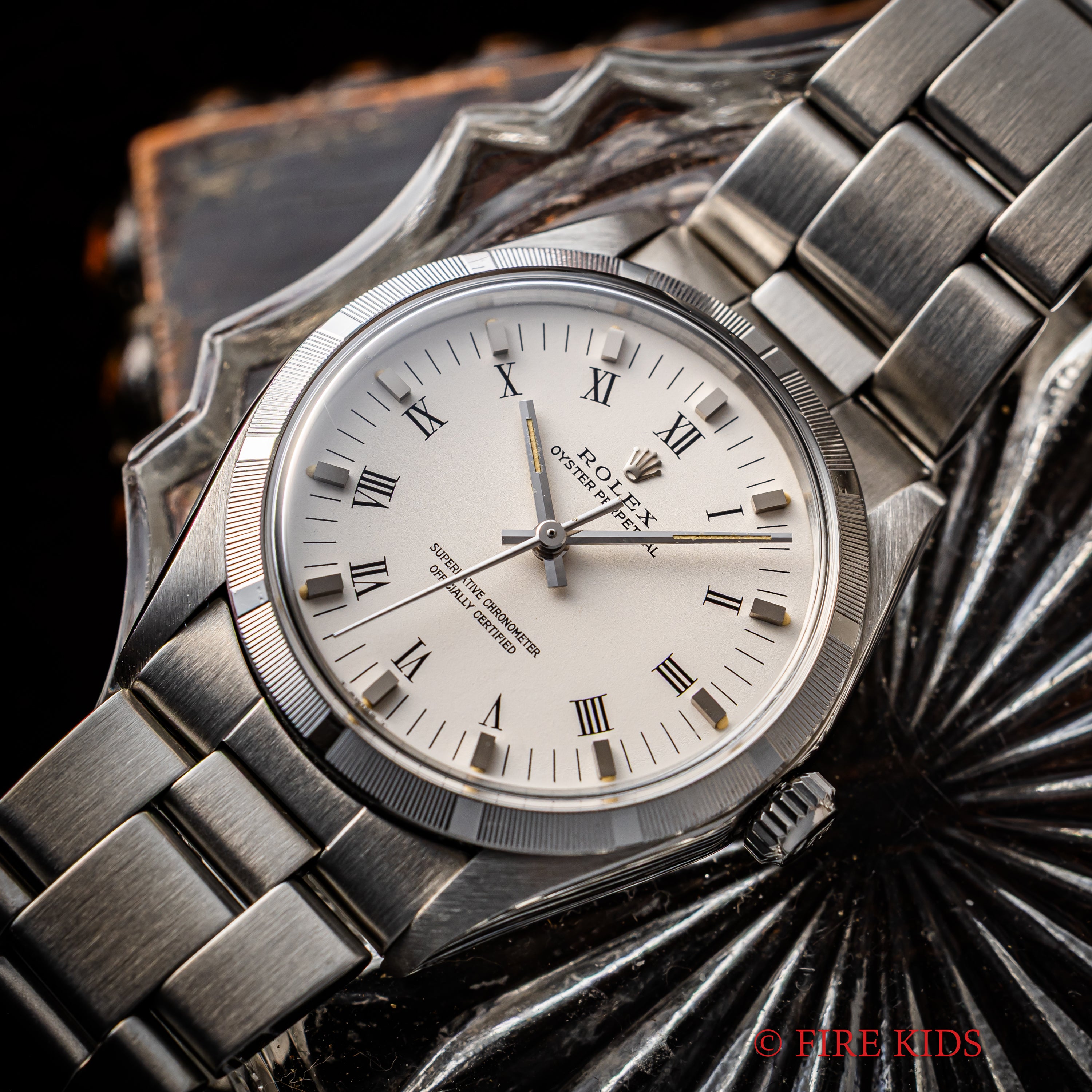 ロレックス オイスターパーペチュアル ファインリーエンジンターンドベゼル ホワイトローマン 自動巻き 1972年製 Ref.1003 Cal.1570