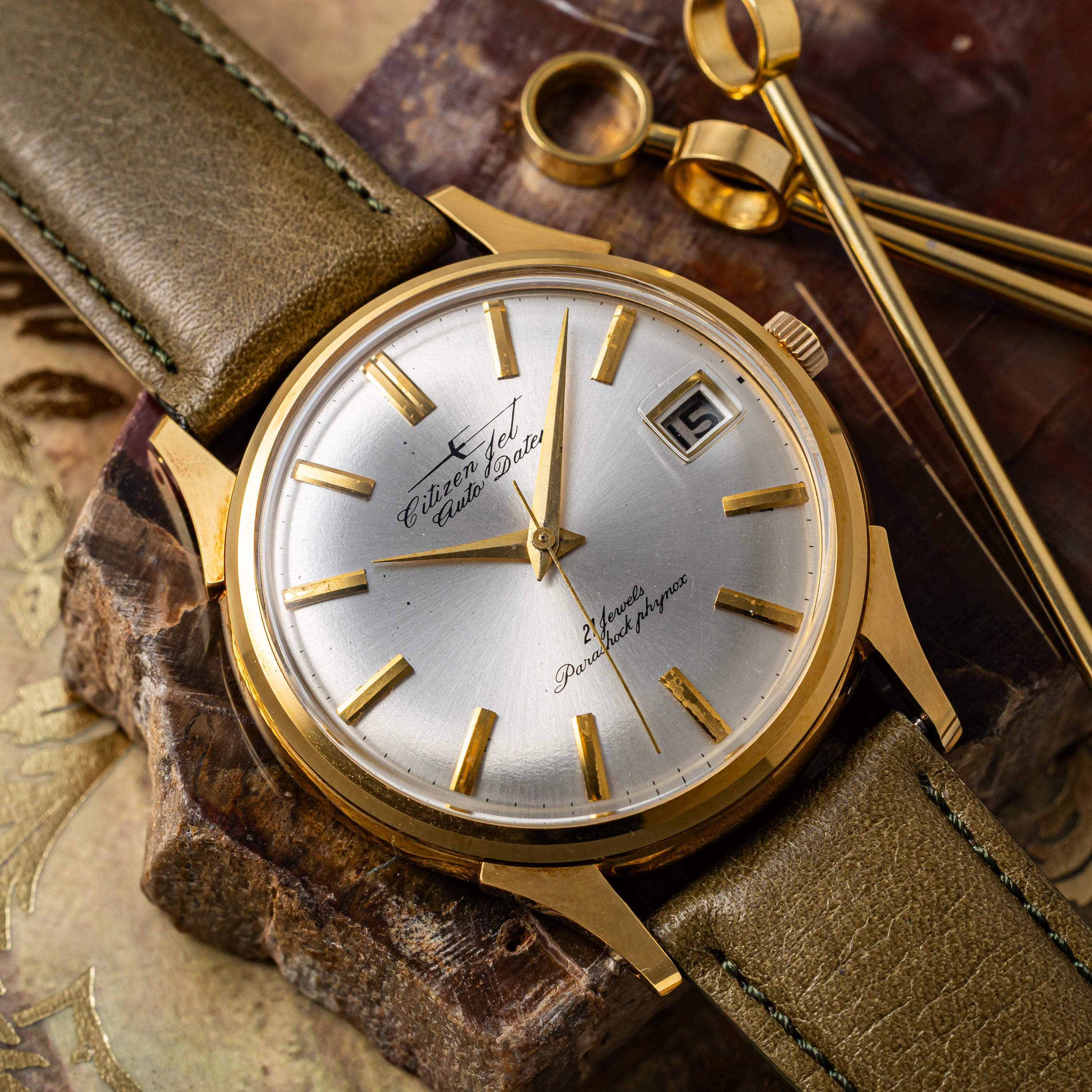 シチズン ジェット オートデーター 38mmケース 自動巻き 21石 1963年製 Ref.AD515703