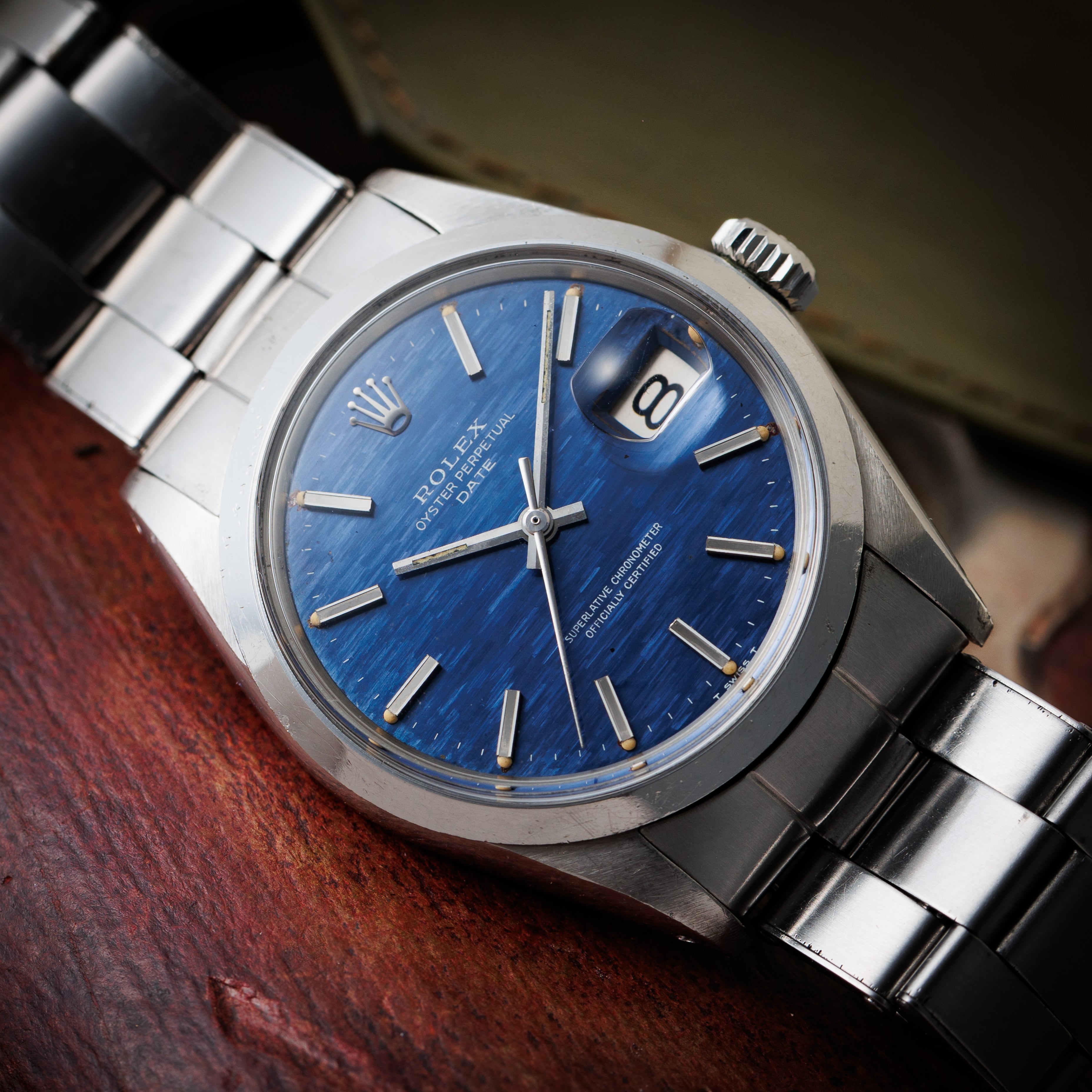 ロレックス オイスターパーペチュアルデイト 自動巻き 1970年製 Ref.1500 ブルーブリックダイヤル
